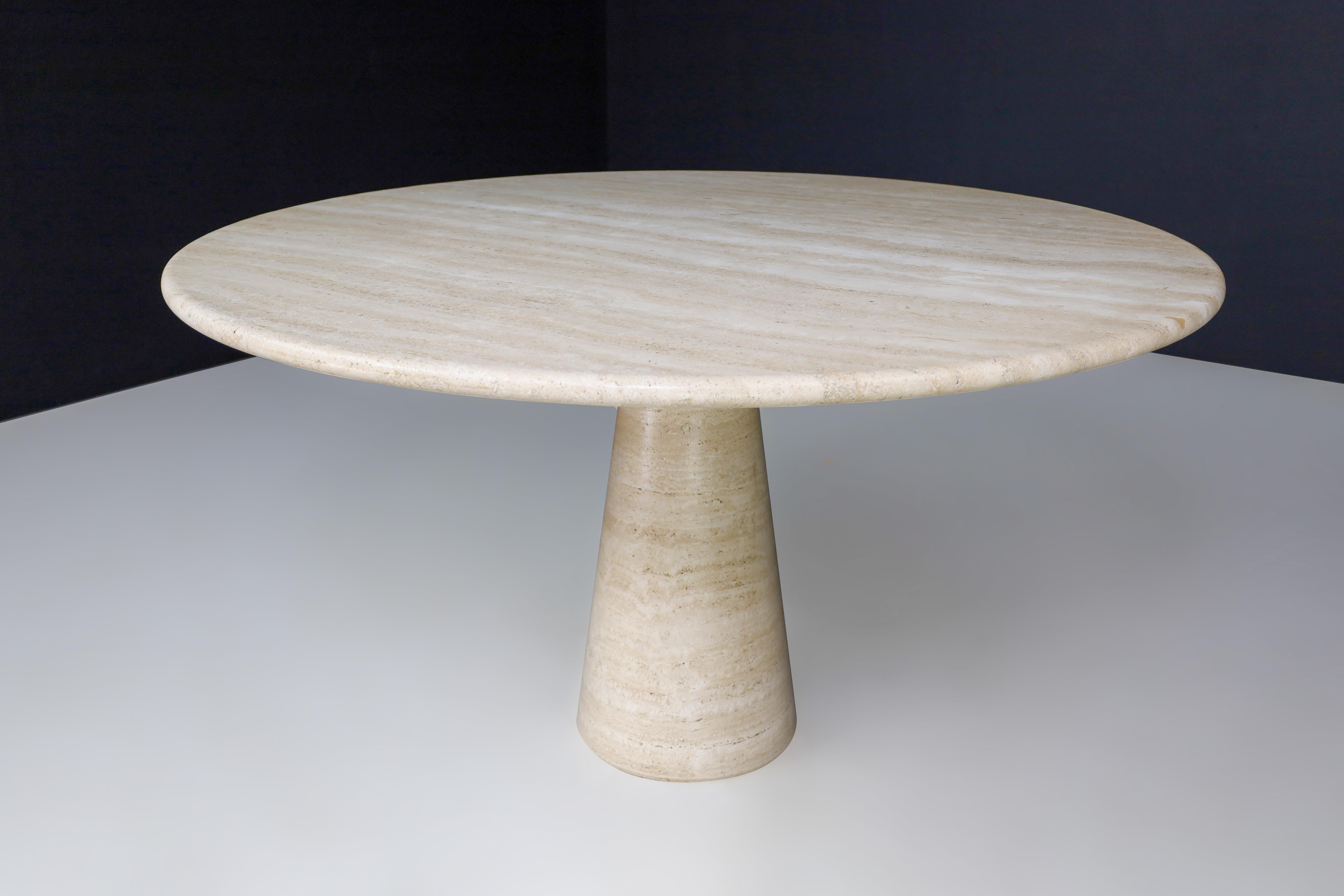 Mid-Century Modern Round Travertine Dining or Centre Table, Italy, 1970s   For Sale 4