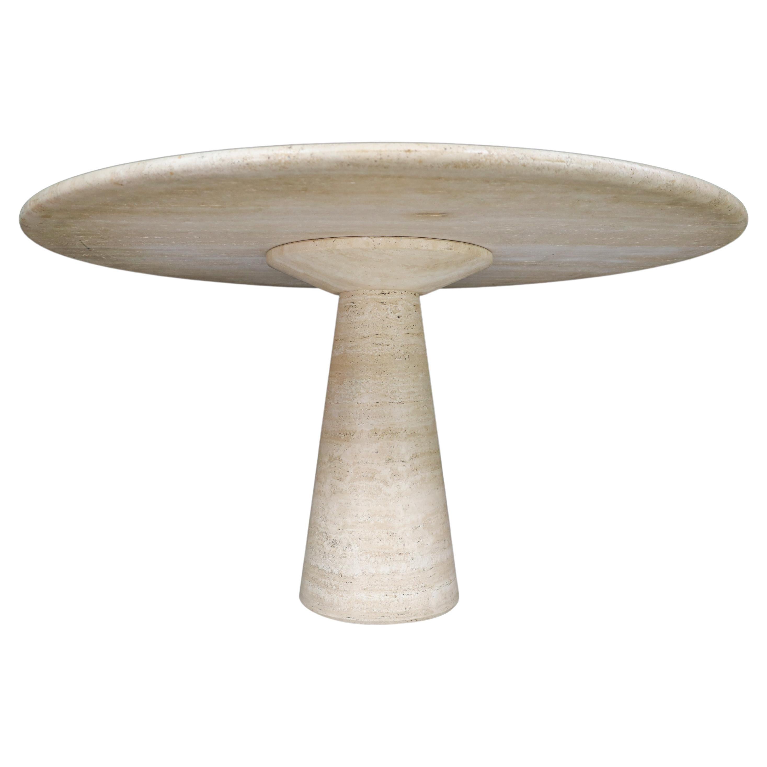 Mid-Century Modern Round Travertine Dining or Centre Table, Italy, 1970s  