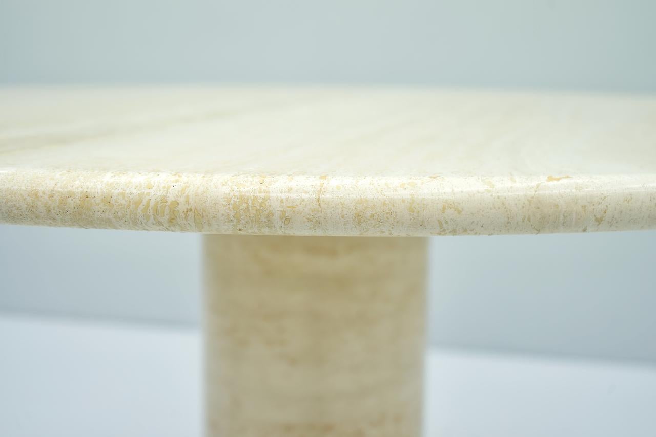 Large Round Travertine Dining Table, Italy, 1970s 3
