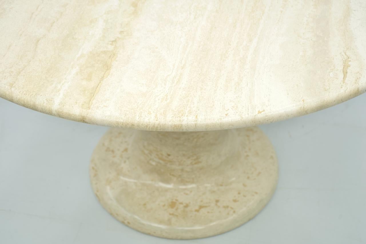 Large Round Travertine Dining Table, Italy, 1970s 4