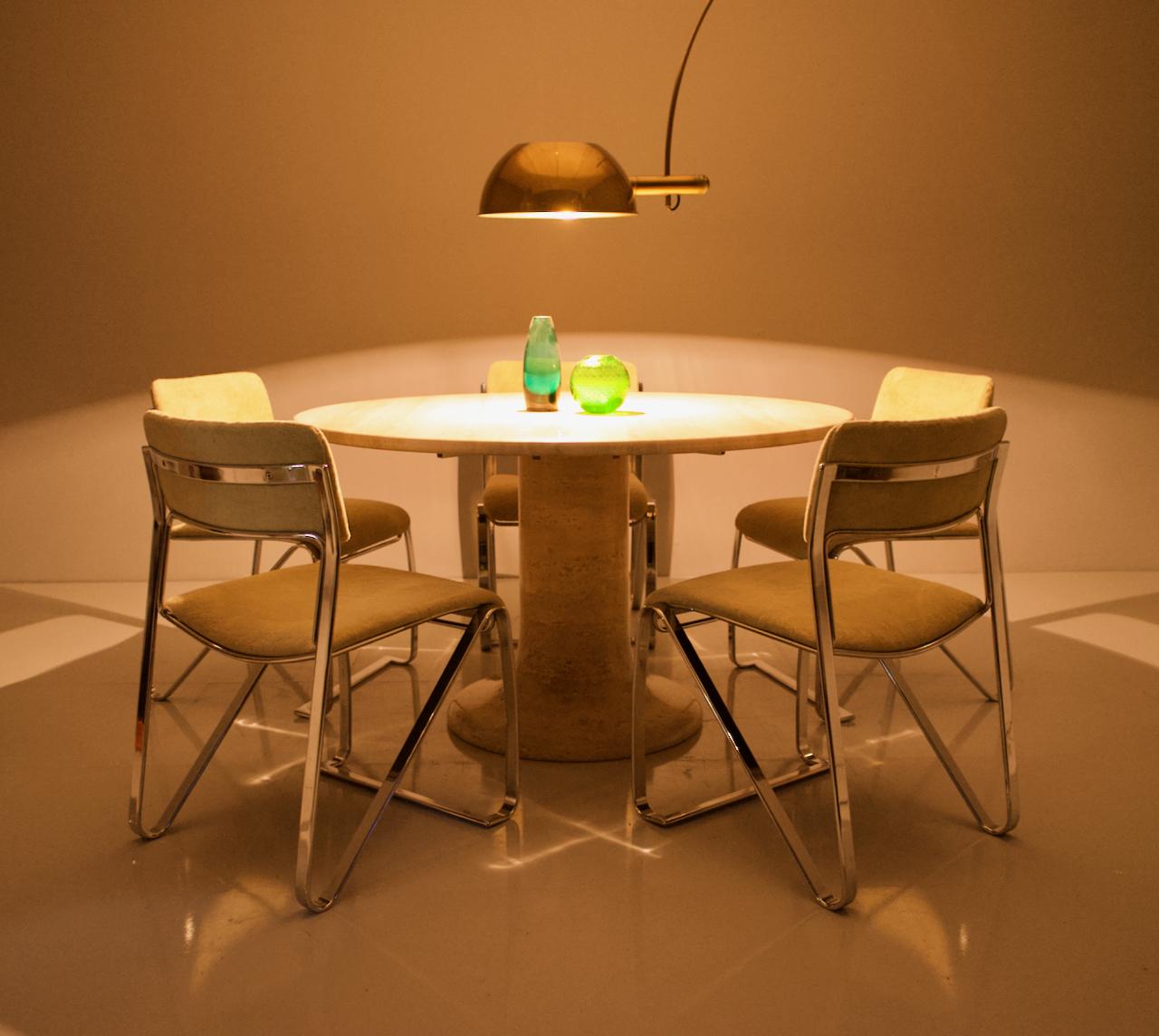 Large Round Travertine Dining Table, Italy, 1970s 8