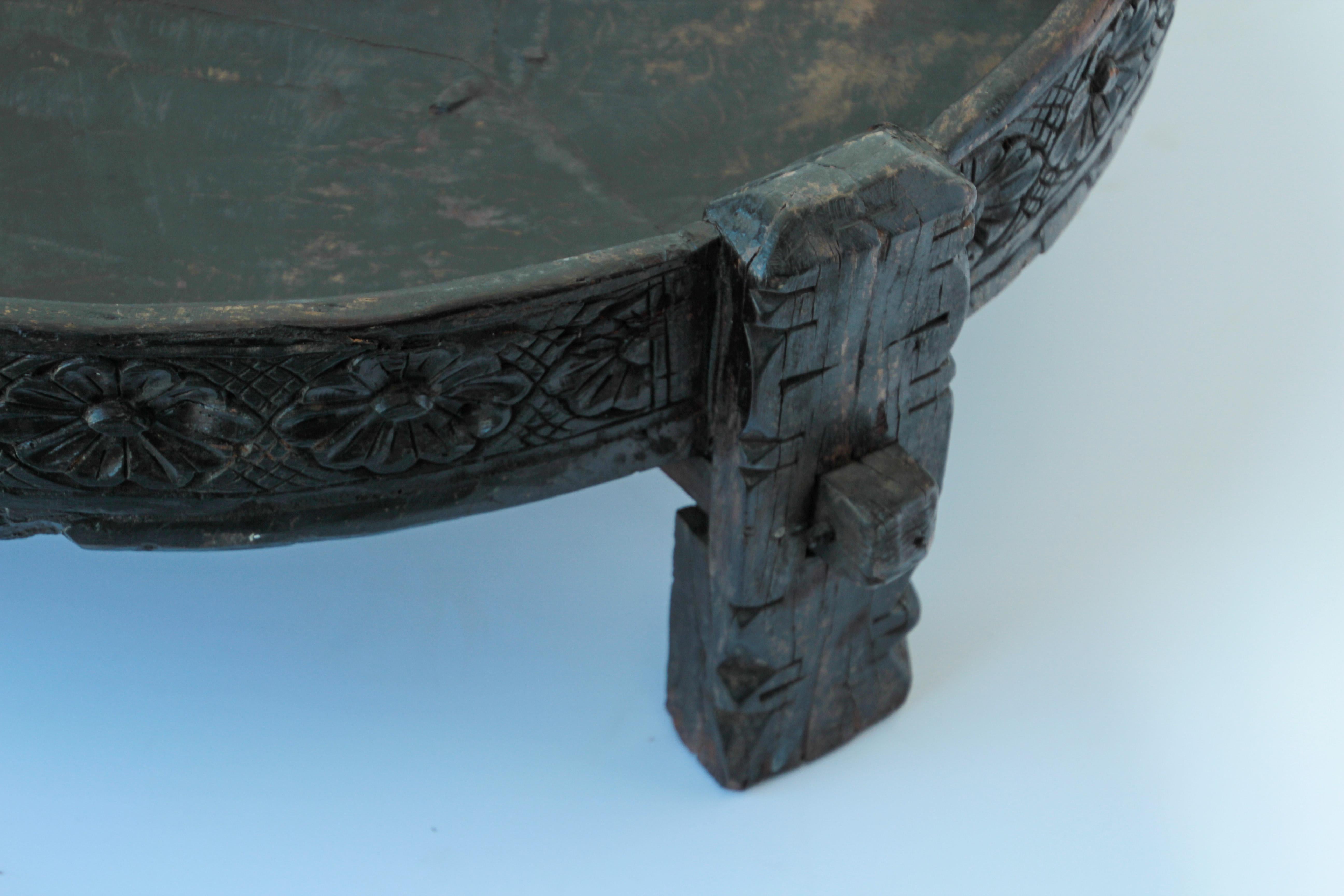 Mid-20th Century Large Round Tribal Low Grinder Table