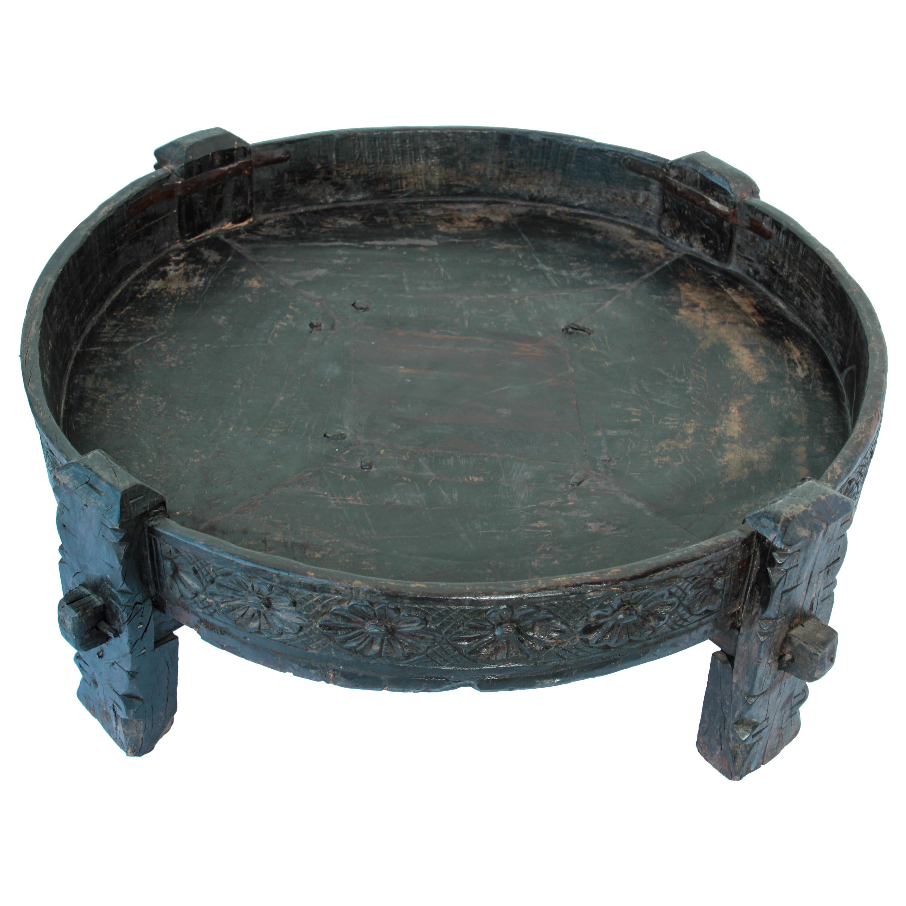 Large Round Tribal Low Grinder Table