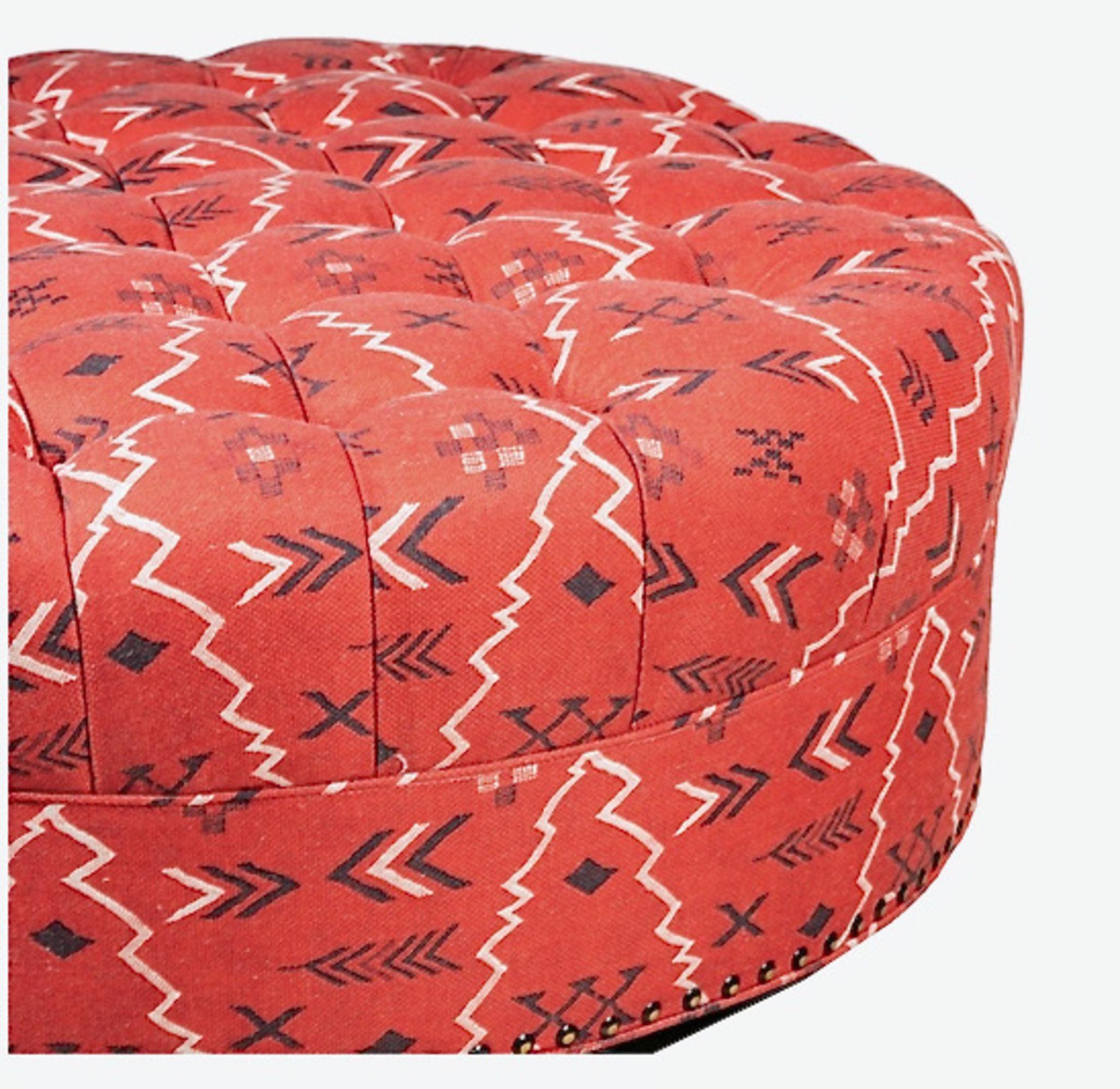 Grand pouf rond touffeté à motif amérindien en vente 1