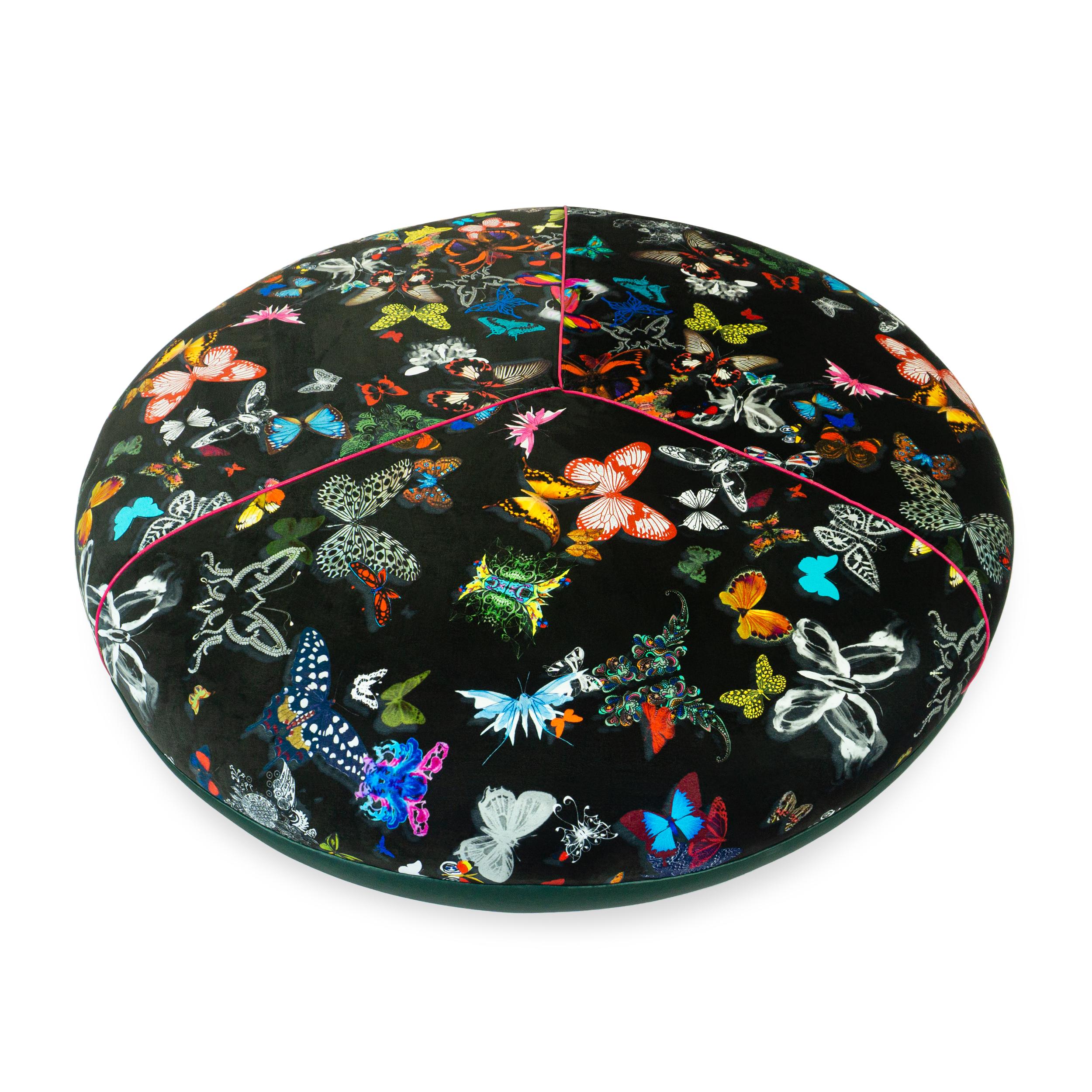 round upholstered ottomans