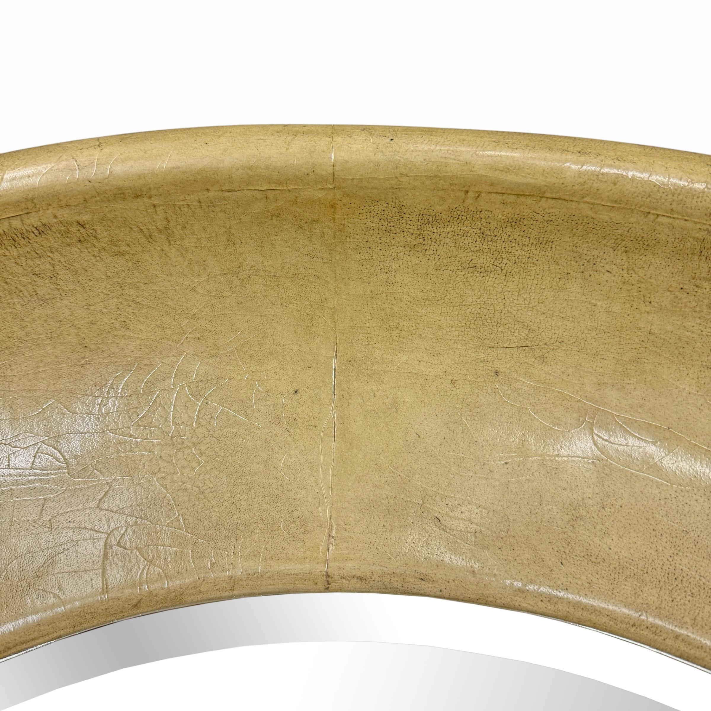 Large Round Velum Framed Mirror 3