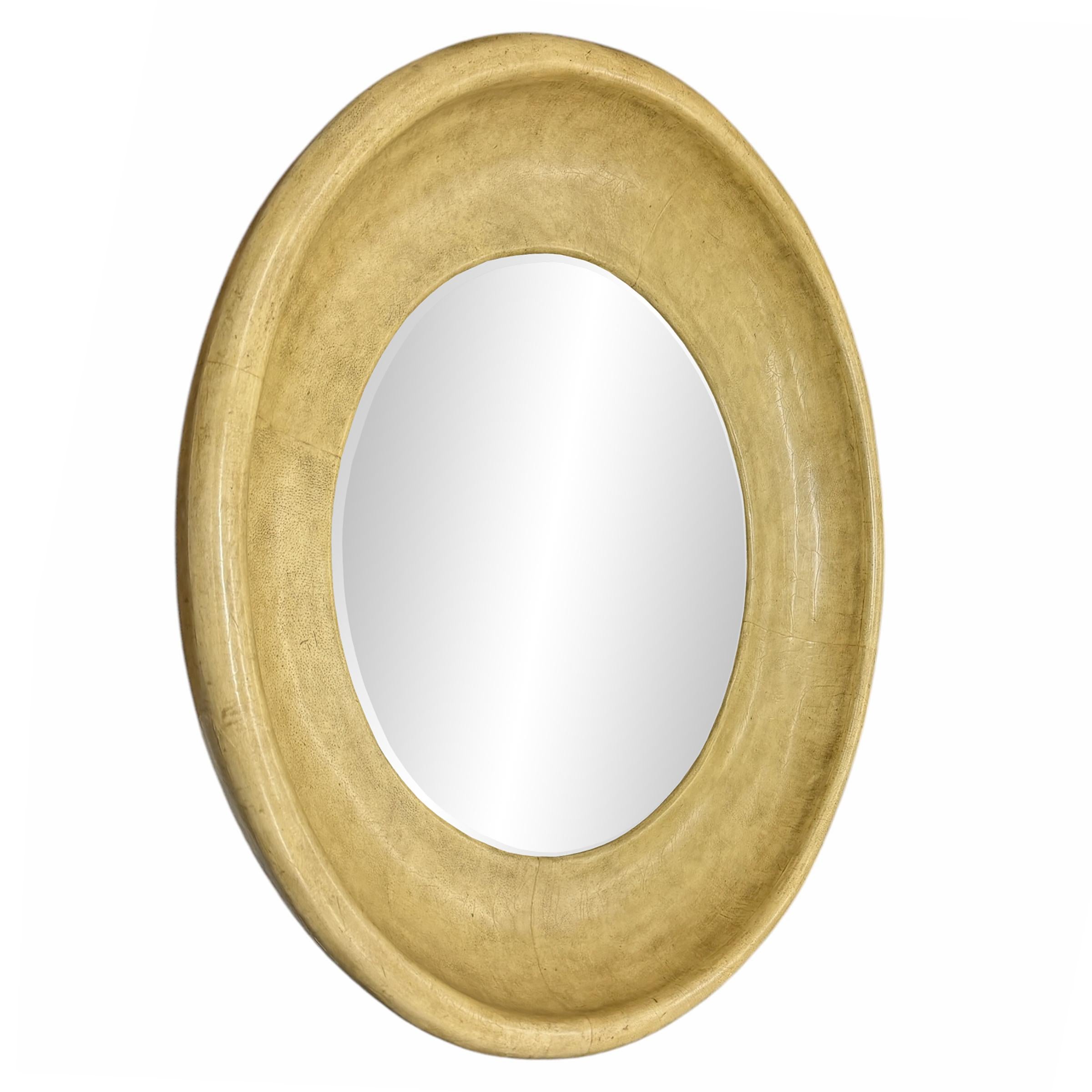 Modern Large Round Velum Framed Mirror