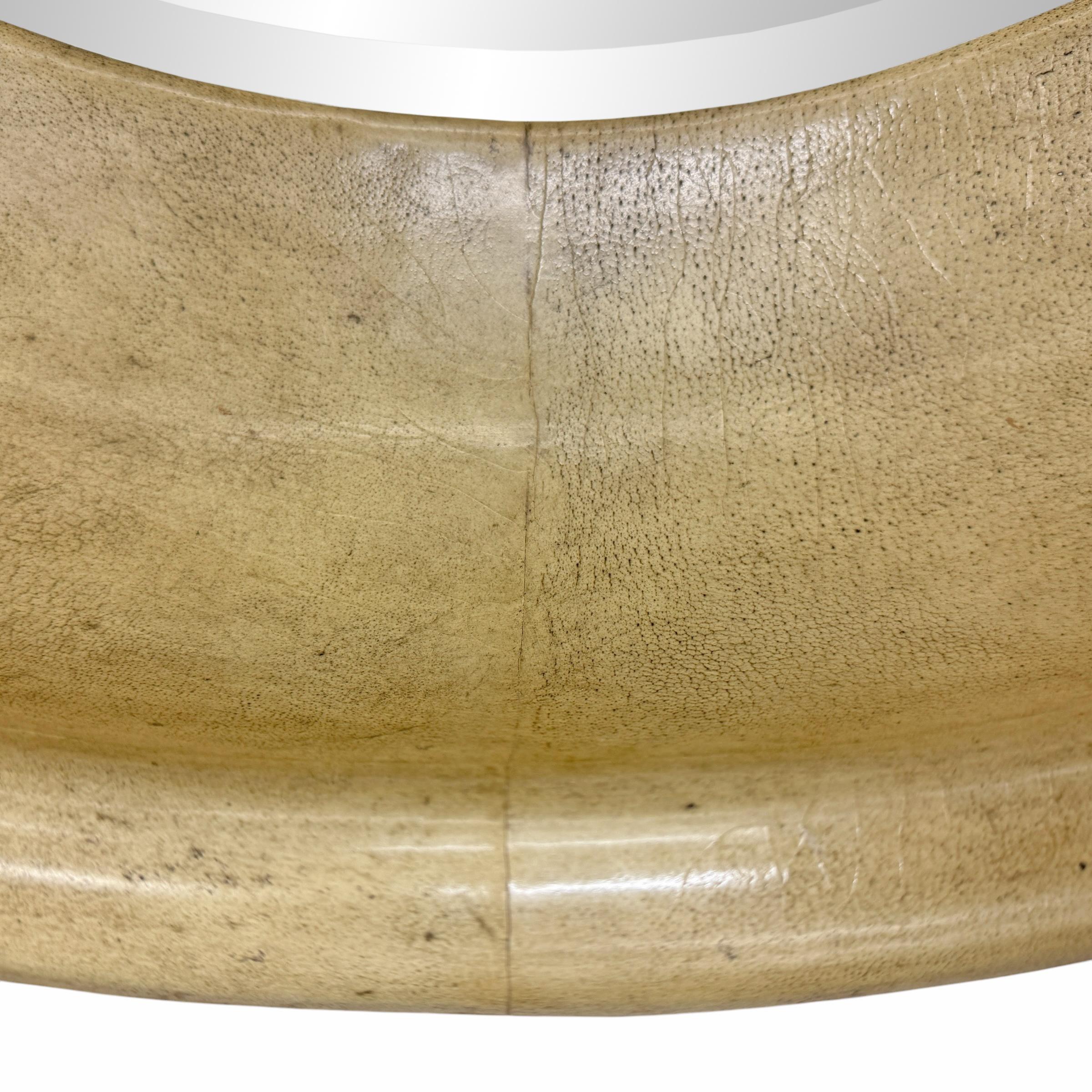 Large Round Velum Framed Mirror 1