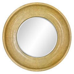 Large Round Velum Framed Mirror