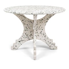 Large Round Vintage Blue and White Terrazzo Table