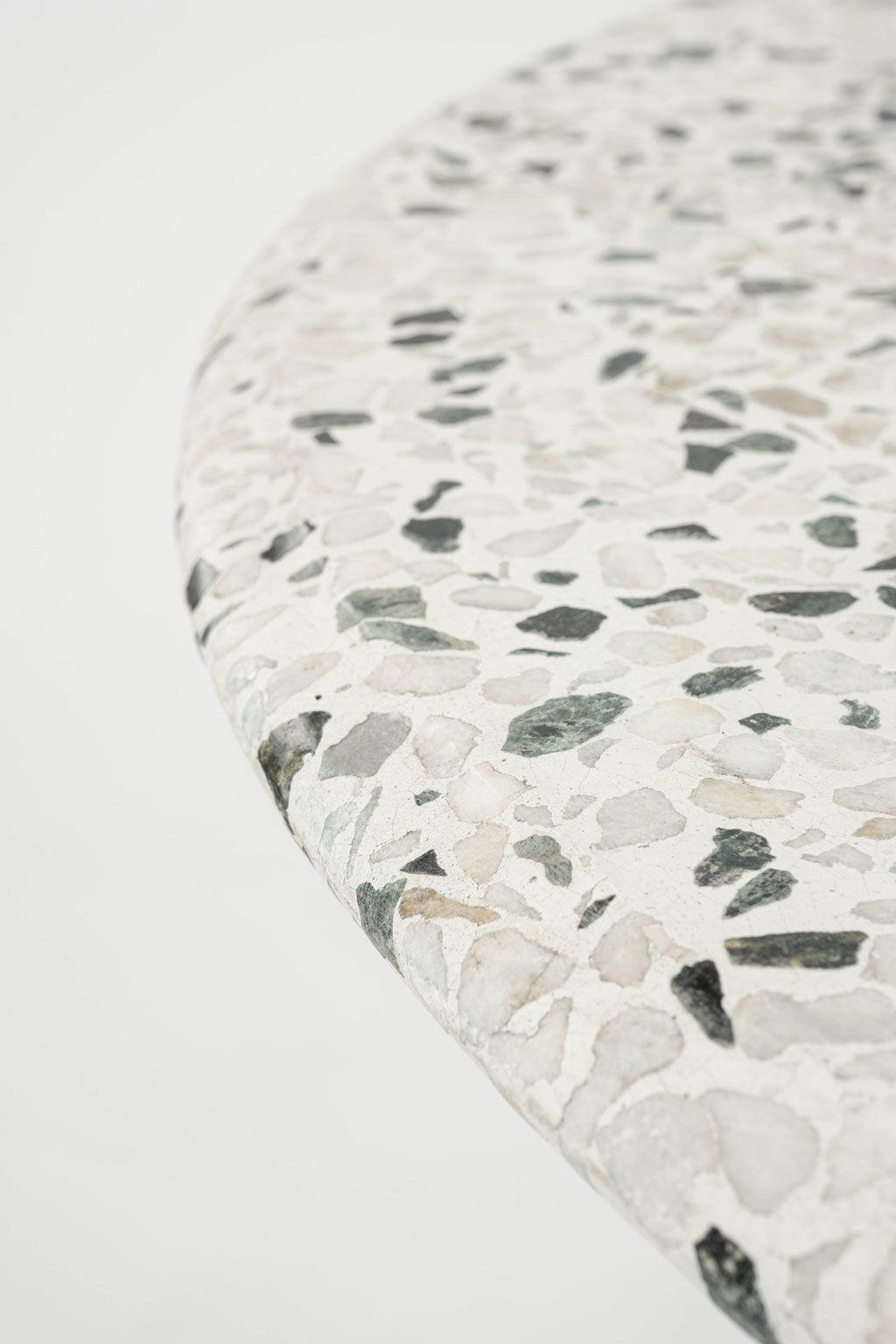 Terrazzo Grande table ronde vintage en terrazzo bleue et blanche en vente