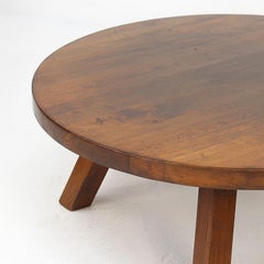 Large round Vintage Brutalist Mid-Century Oak Coffee Table