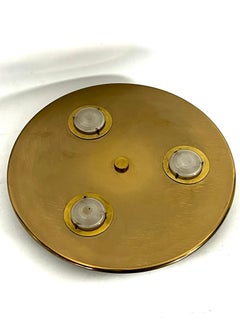 Große runde Vintage-Deckenleuchte aus bronziertem Messing. Italien 1970er Jahre