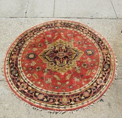 Large Round Vintage Oriental Rug