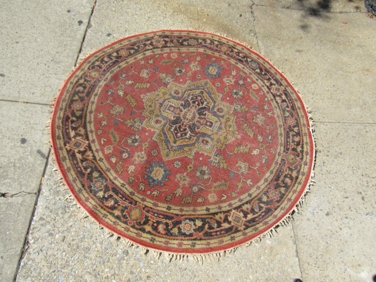Large Round Vintage Oriental Rug For Sale at 1stDibs