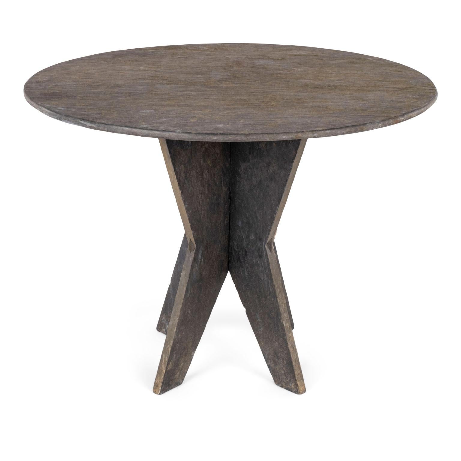 Modern Large Round Vintage Slate Table