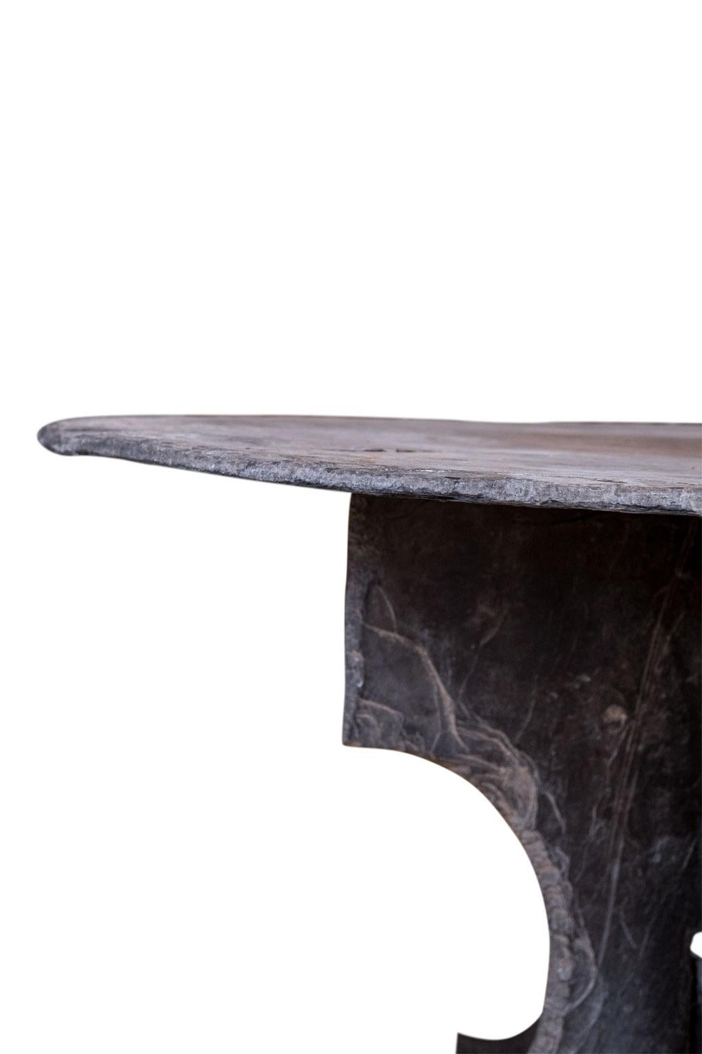 Minimalist Large Round Vintage Slate Table