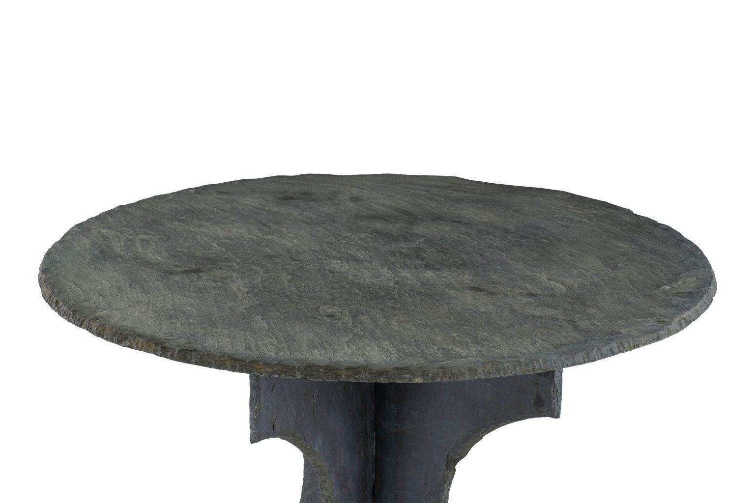 Modern Large Round Vintage Slate Table