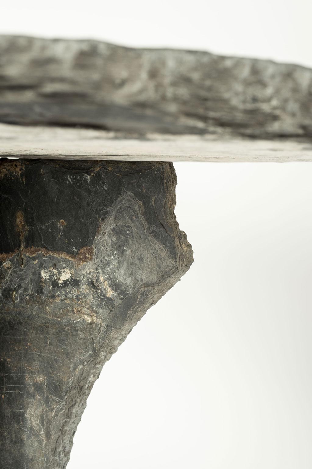 Organic Modern Large Round Vintage Slate Table