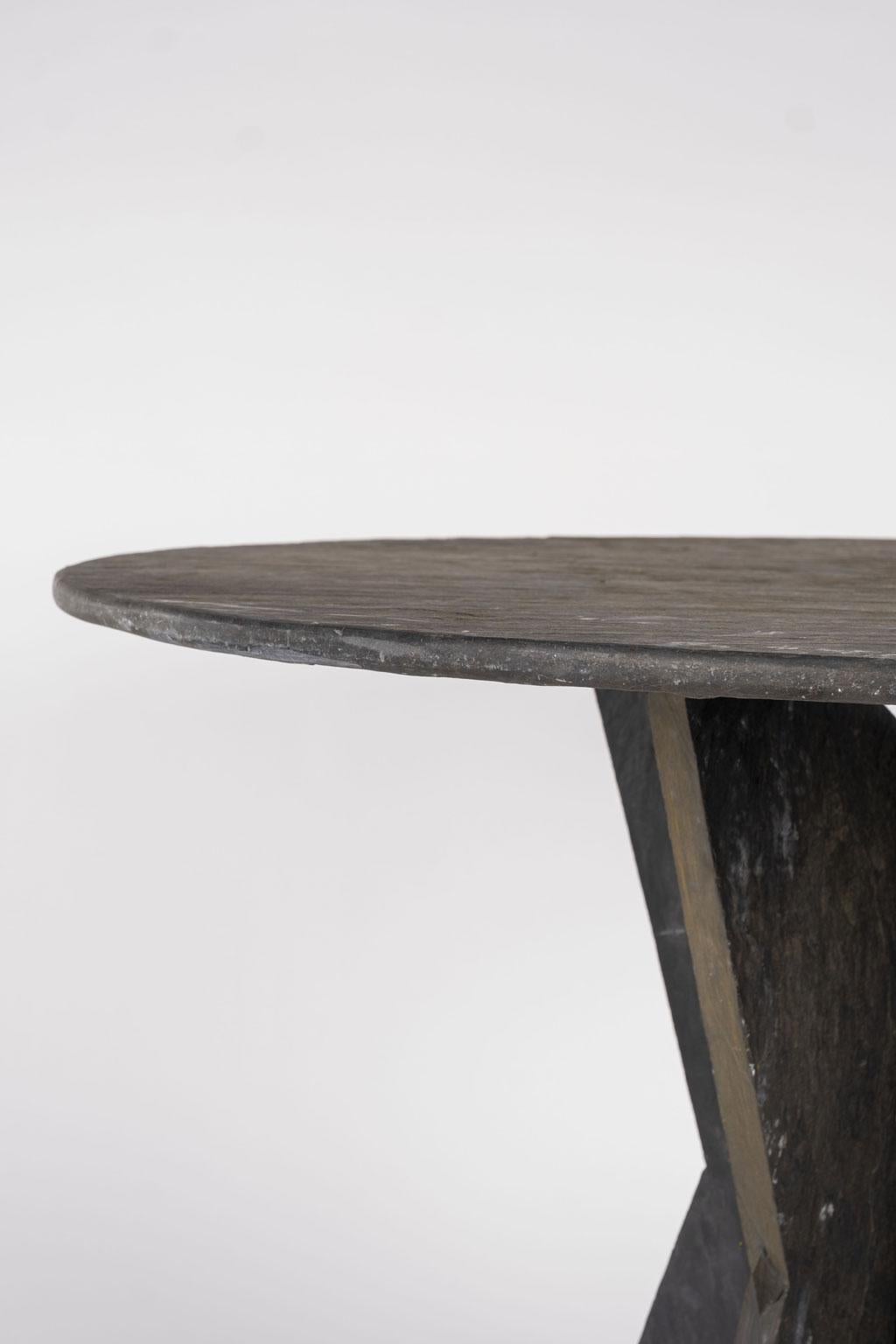 Large Round Vintage Slate Table In Good Condition In Houston, TX