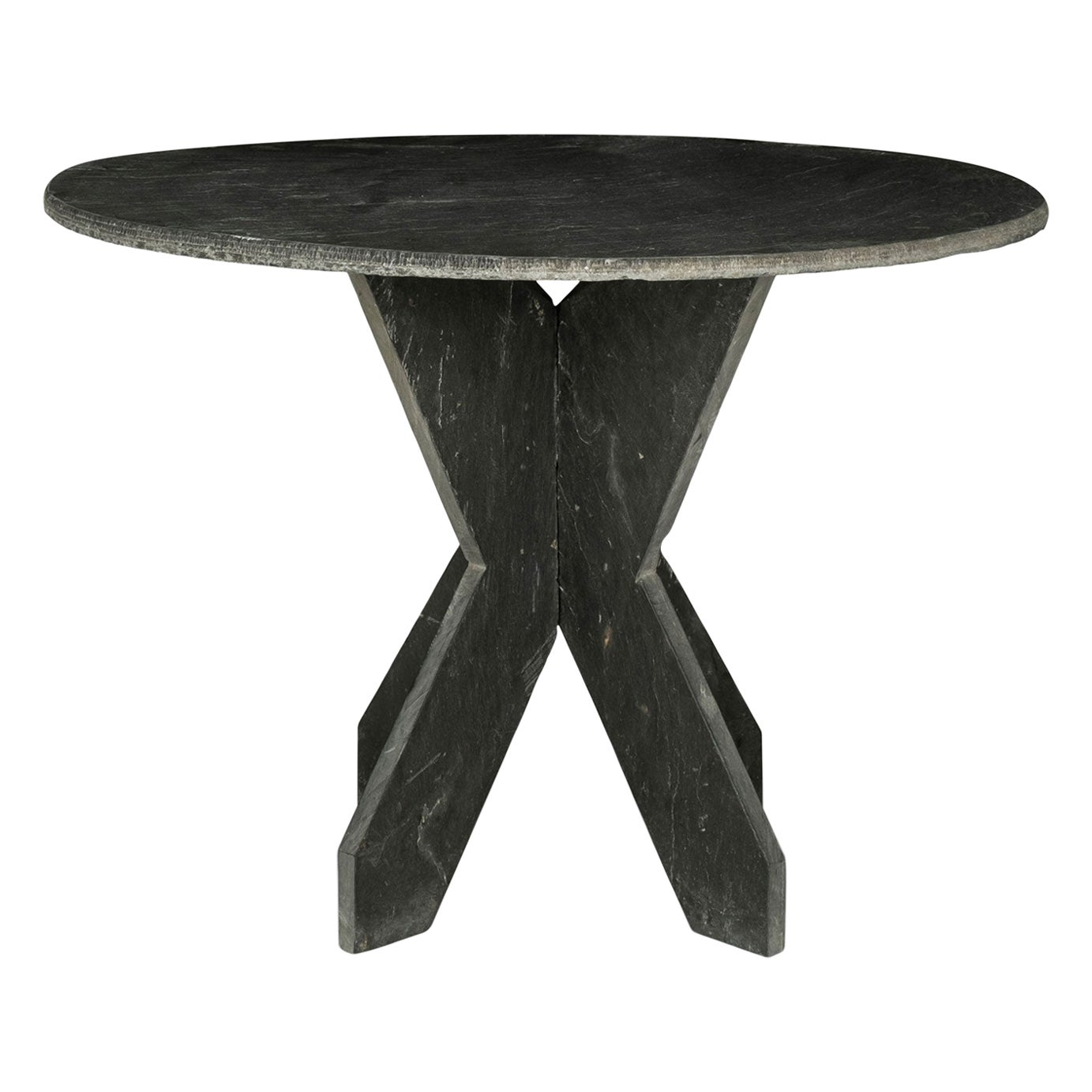 Large Round Vintage Slate Table