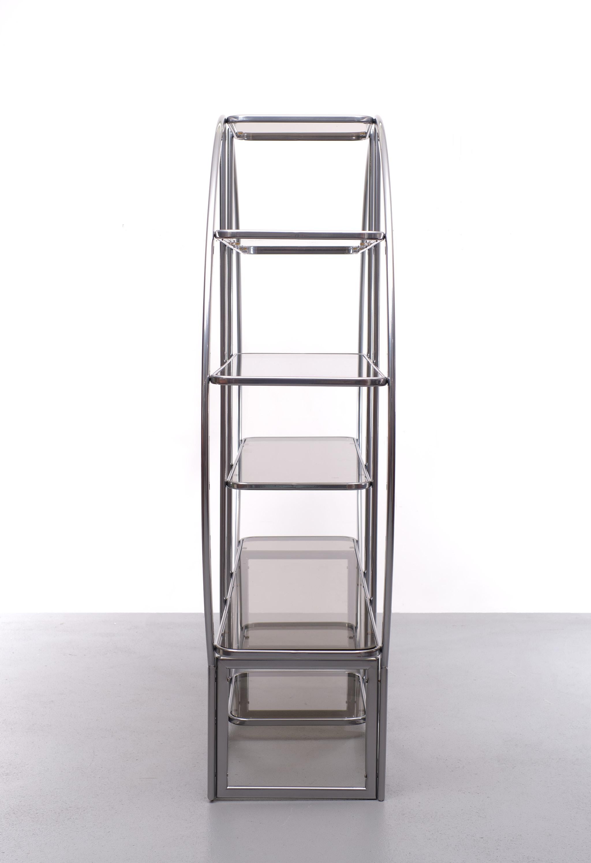 Aluminum Large Round Vitrine Hollywood Regency, 1970s