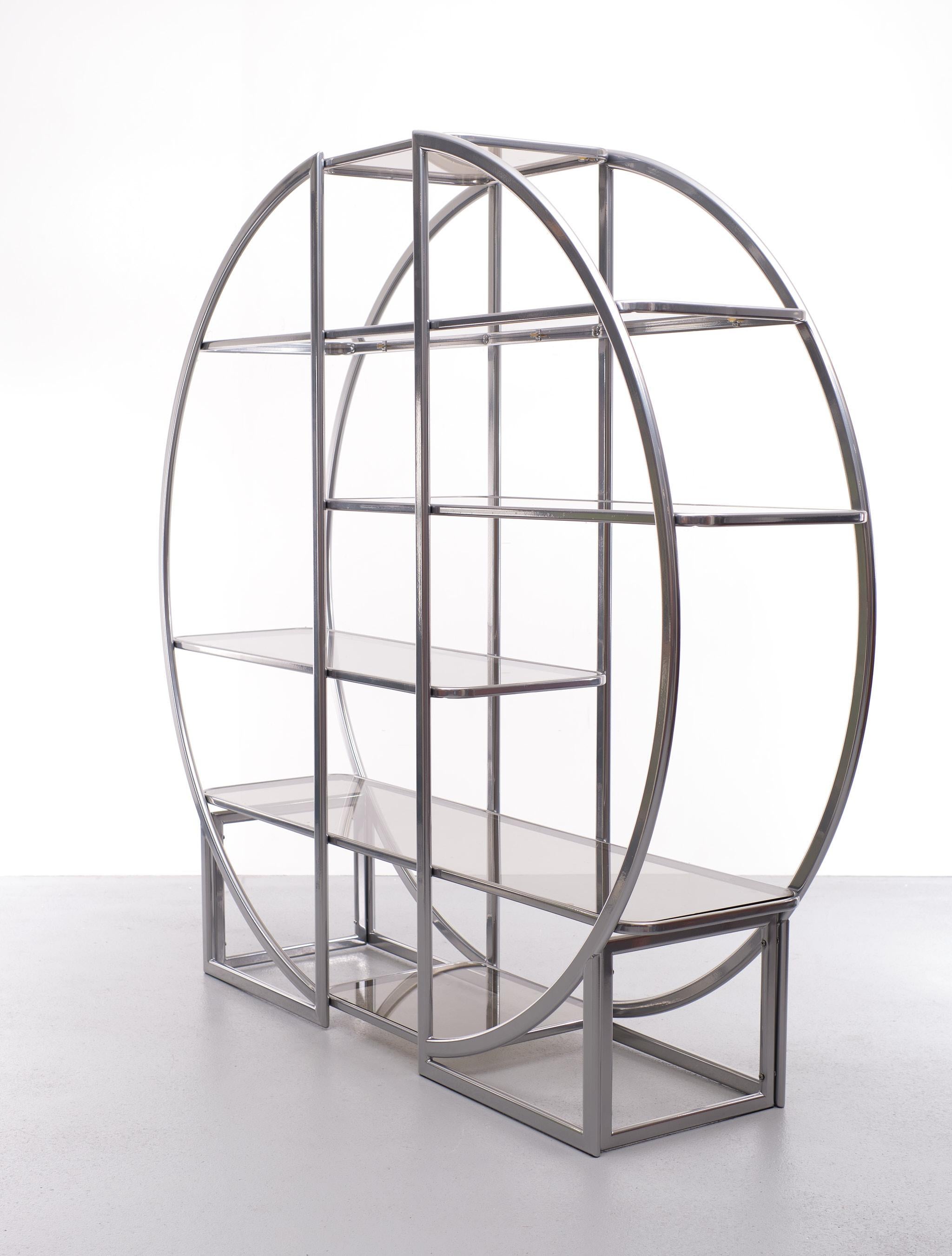 Large Round Vitrine Hollywood Regency, 1970s 1