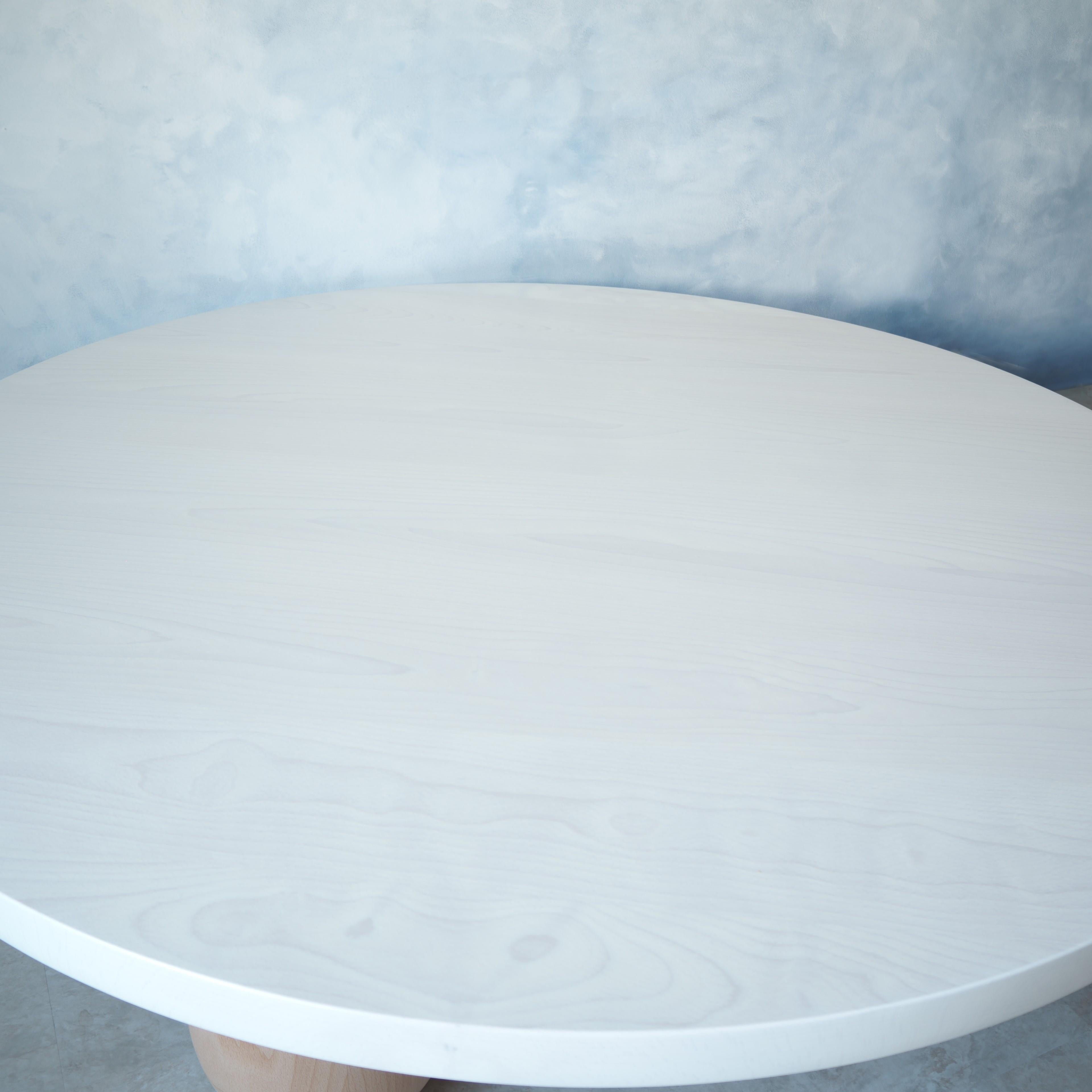 Modern Large Round White Column Coffee Table by MSJ Furniture Studio