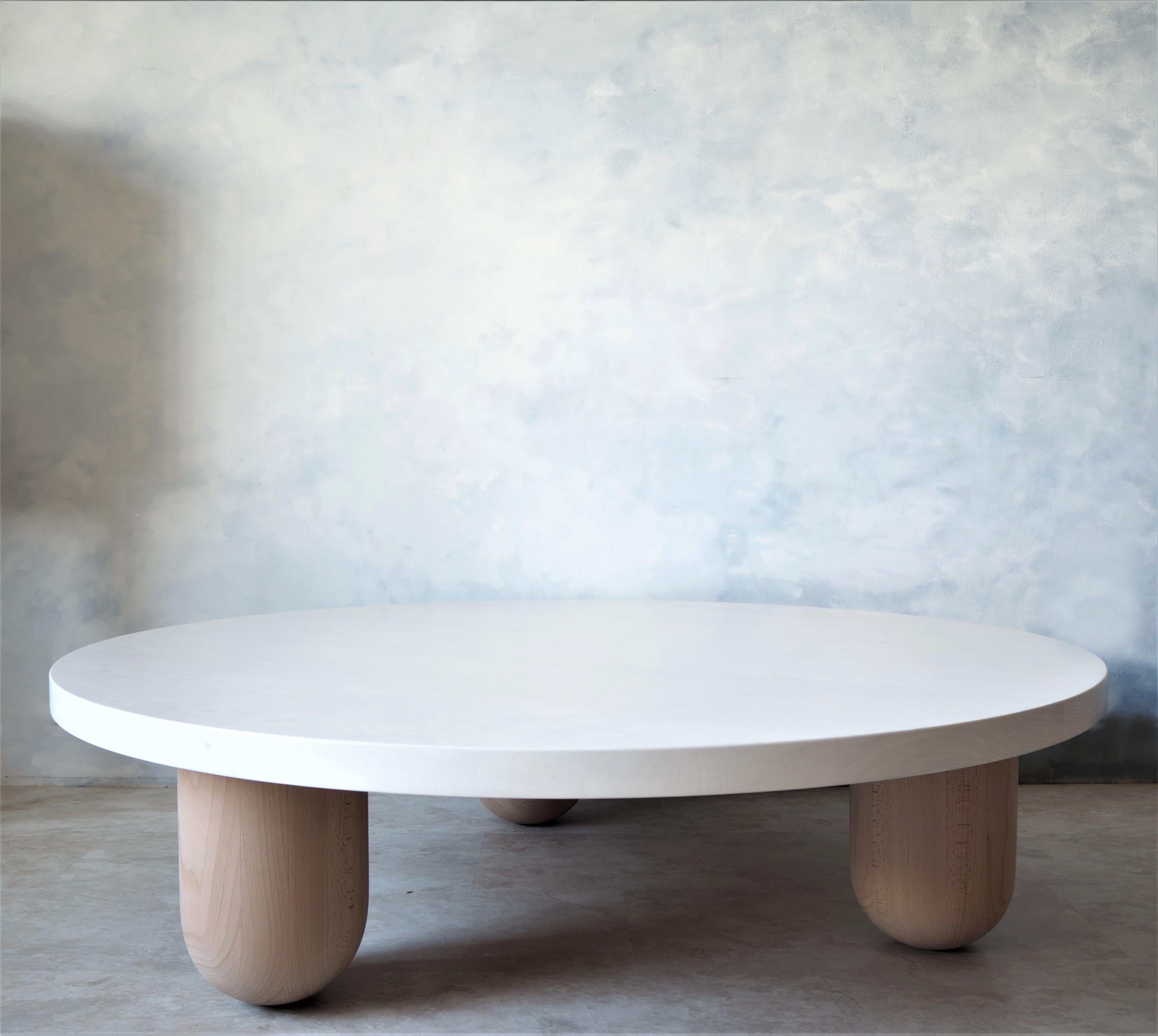 low round white coffee table