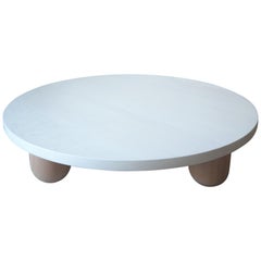 Large Round White Column Coffee Table by MSJ Furniture Studio