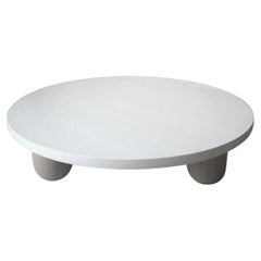 Large Round White Column Coffee Table by MSJ Furniture Studio