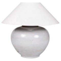Large Round White Glazed Ceramic Lamp