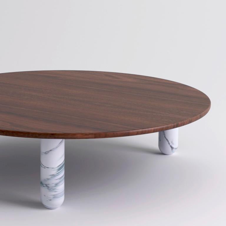 Moderne Grande table basse ronde « Sunday » en marbre blanc, Jean-Baptiste Souletie en vente