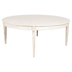 Large Round White Swedish Gustavian Style Dining Table, Reproduction