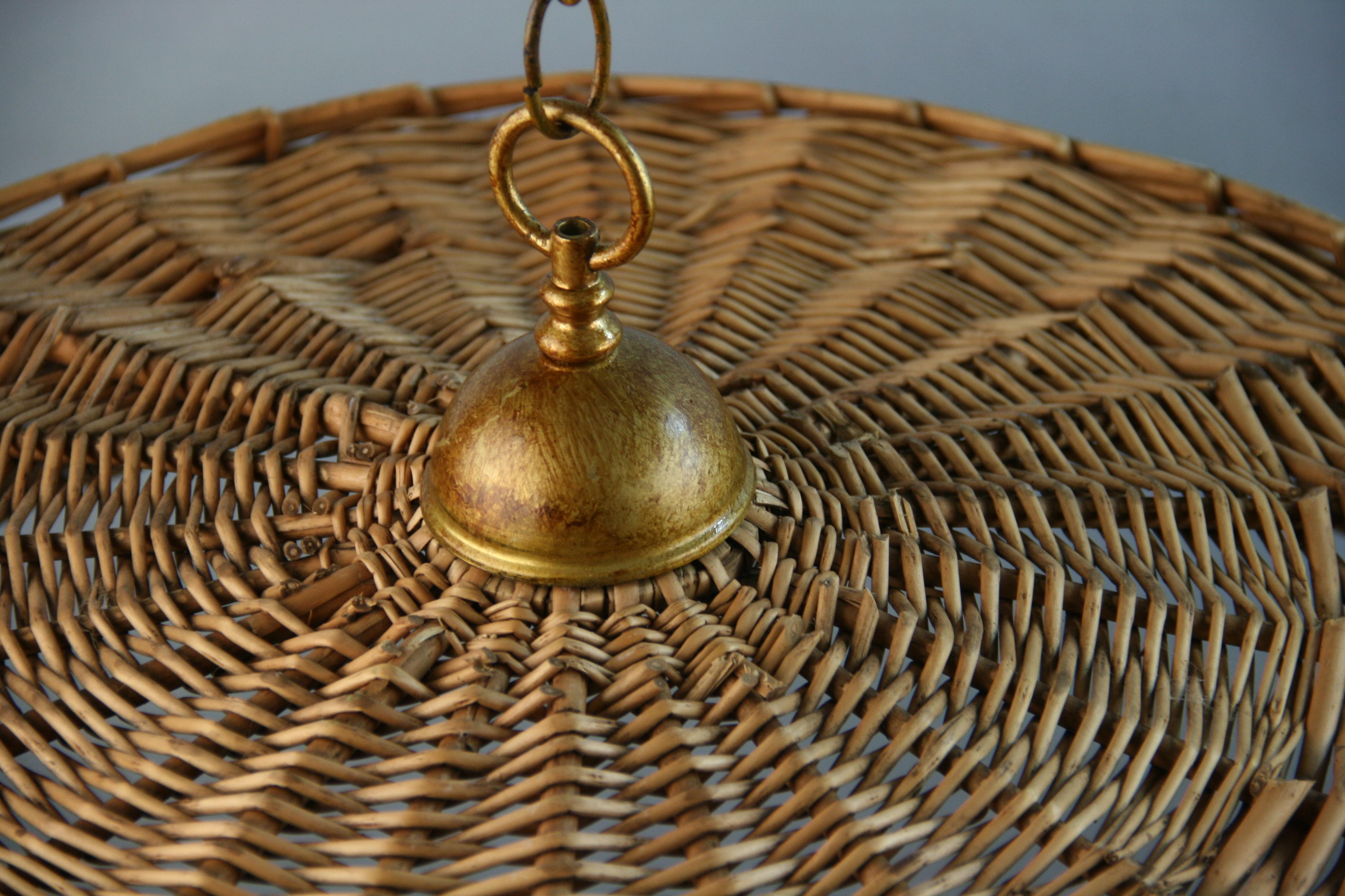 Large Round Wicker Pendant '2 available' For Sale 5
