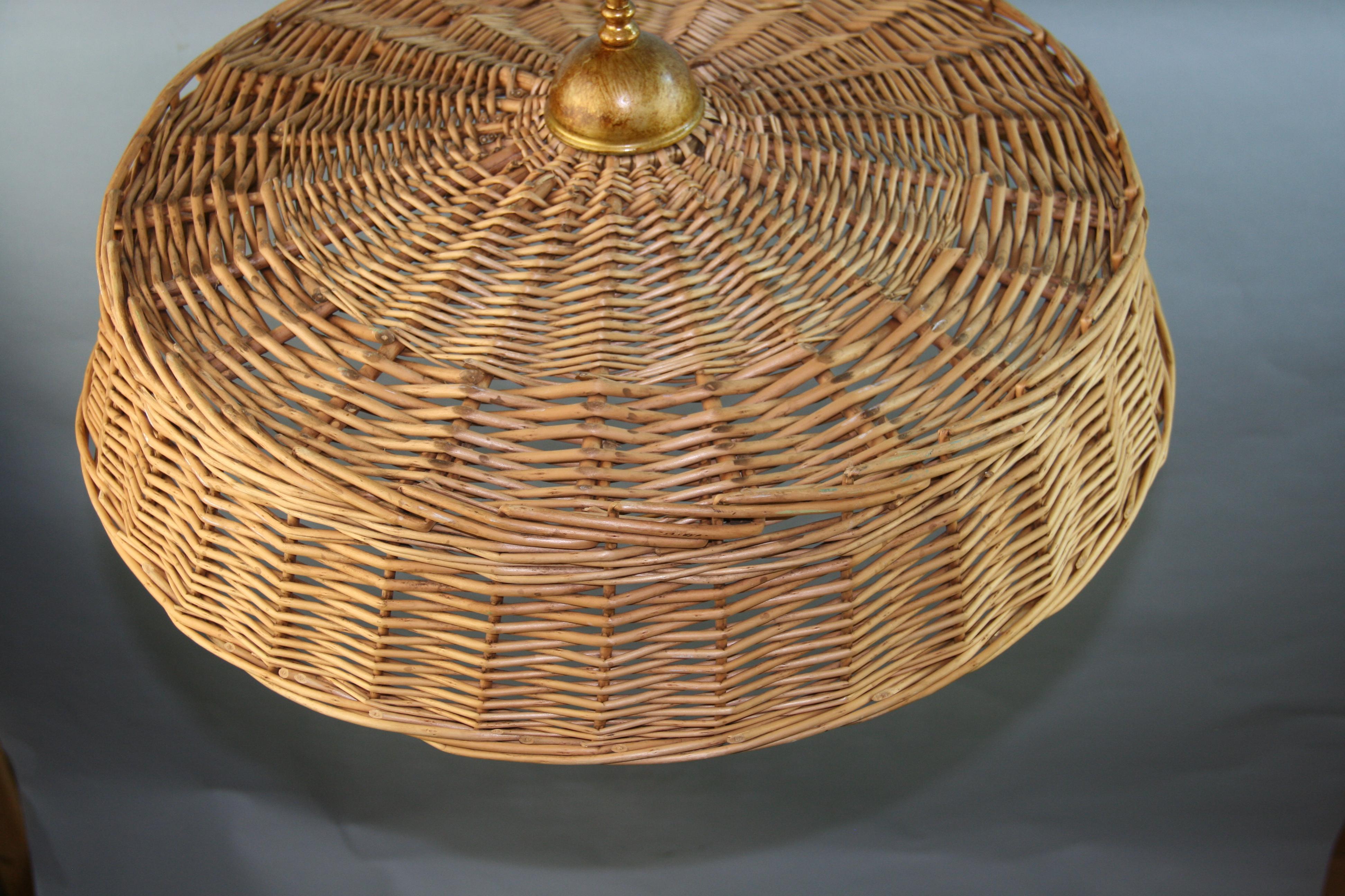 Large Round Wicker Pendant '2 available' For Sale 6