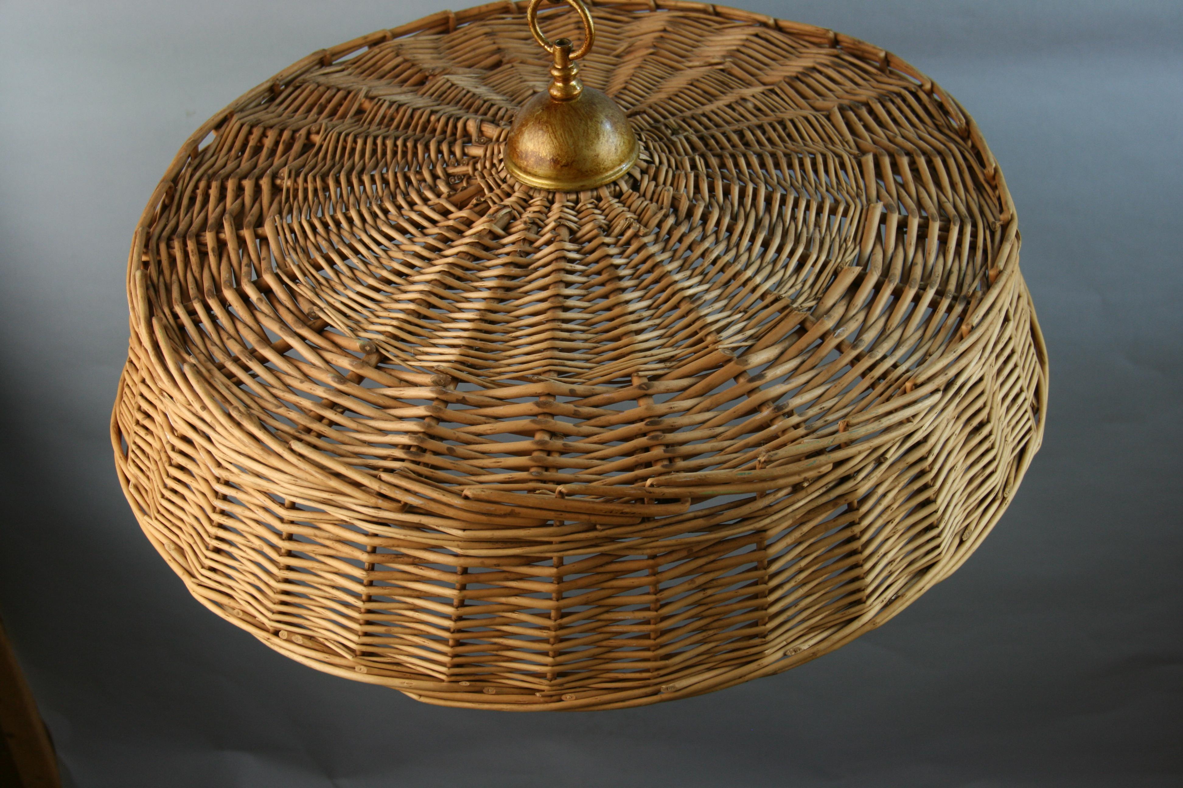 Large Round Wicker Pendant '2 available' For Sale 7