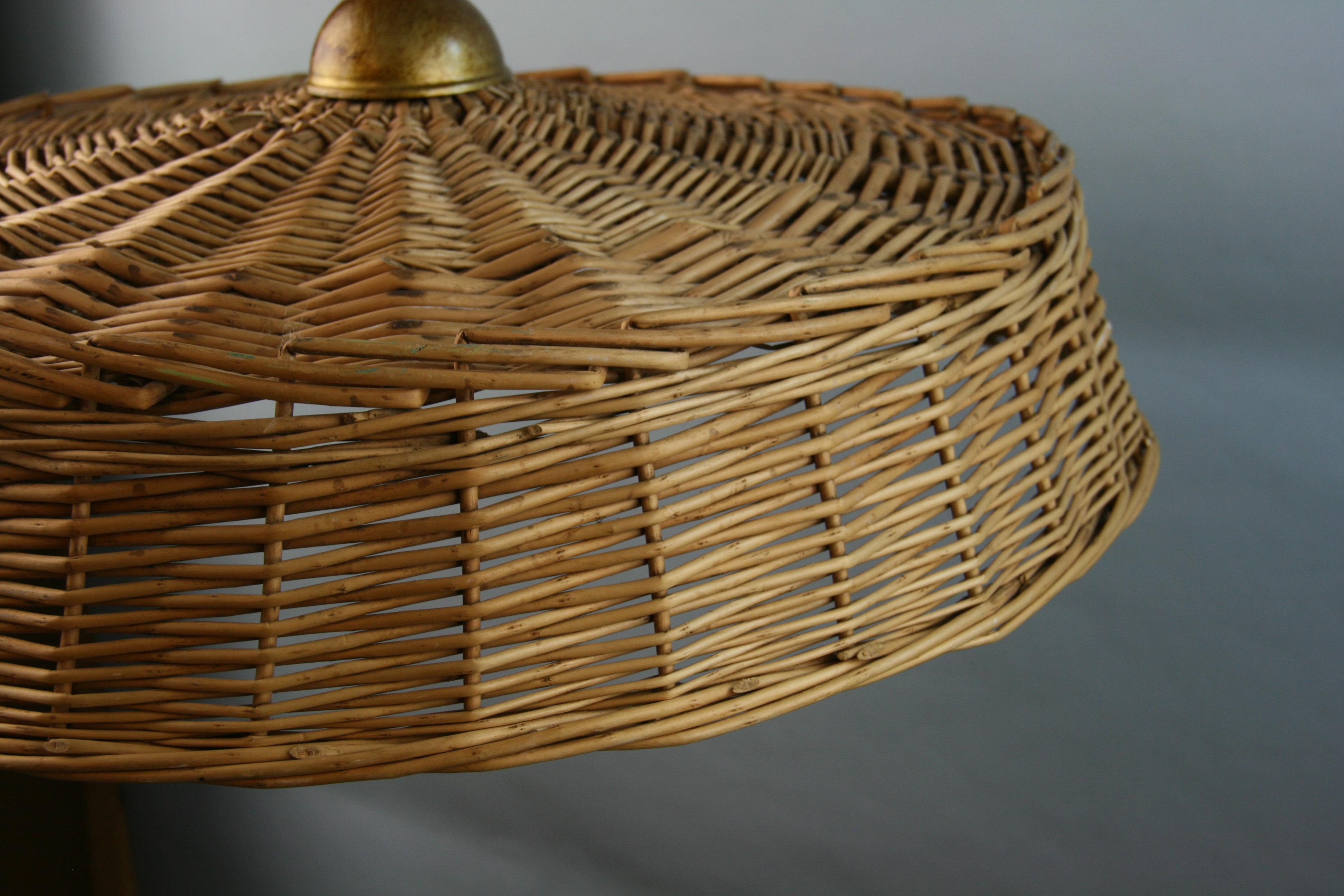 Large Round Wicker Pendant '2 available' For Sale 1
