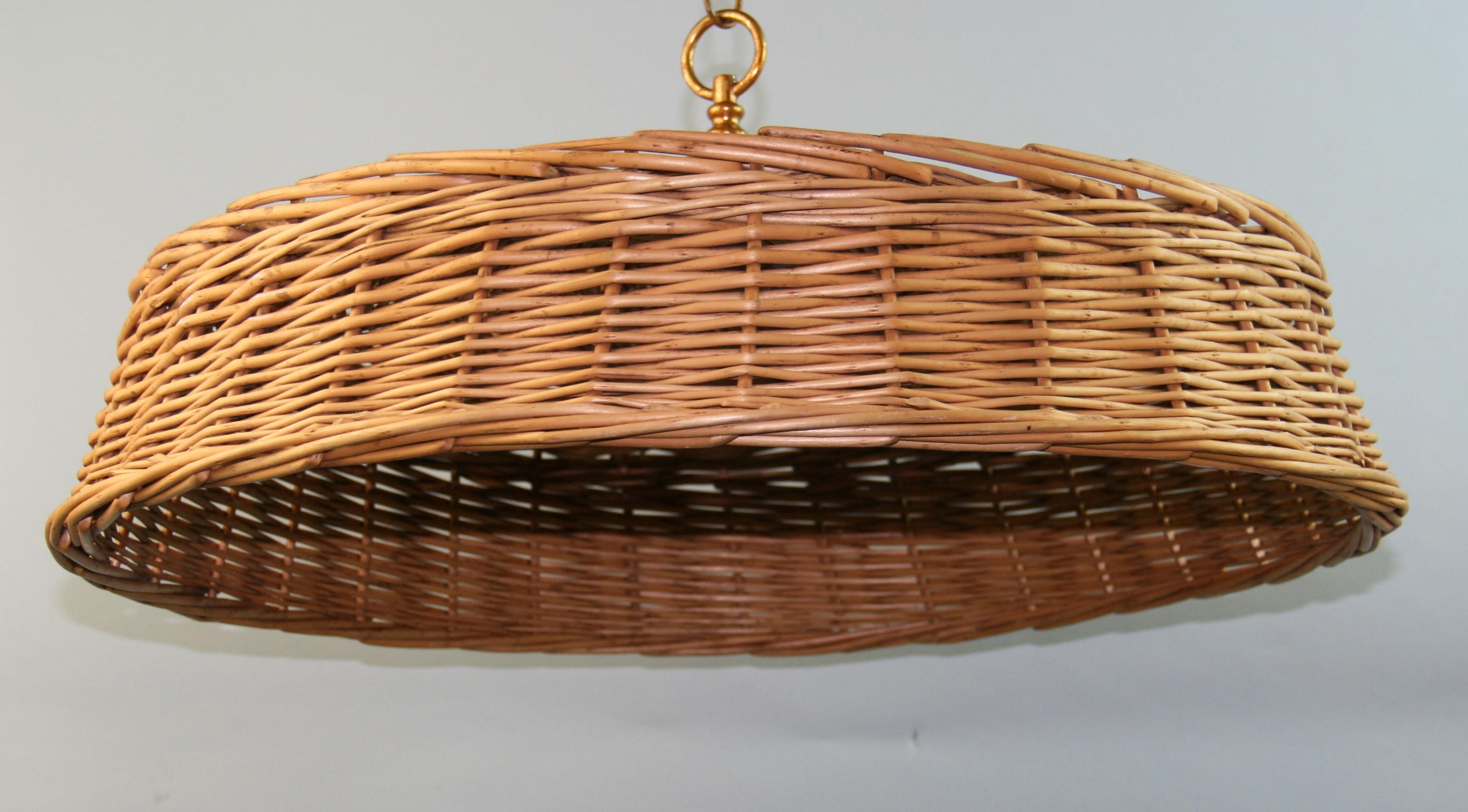 Large Round Wicker Pendant '2 available' For Sale 2