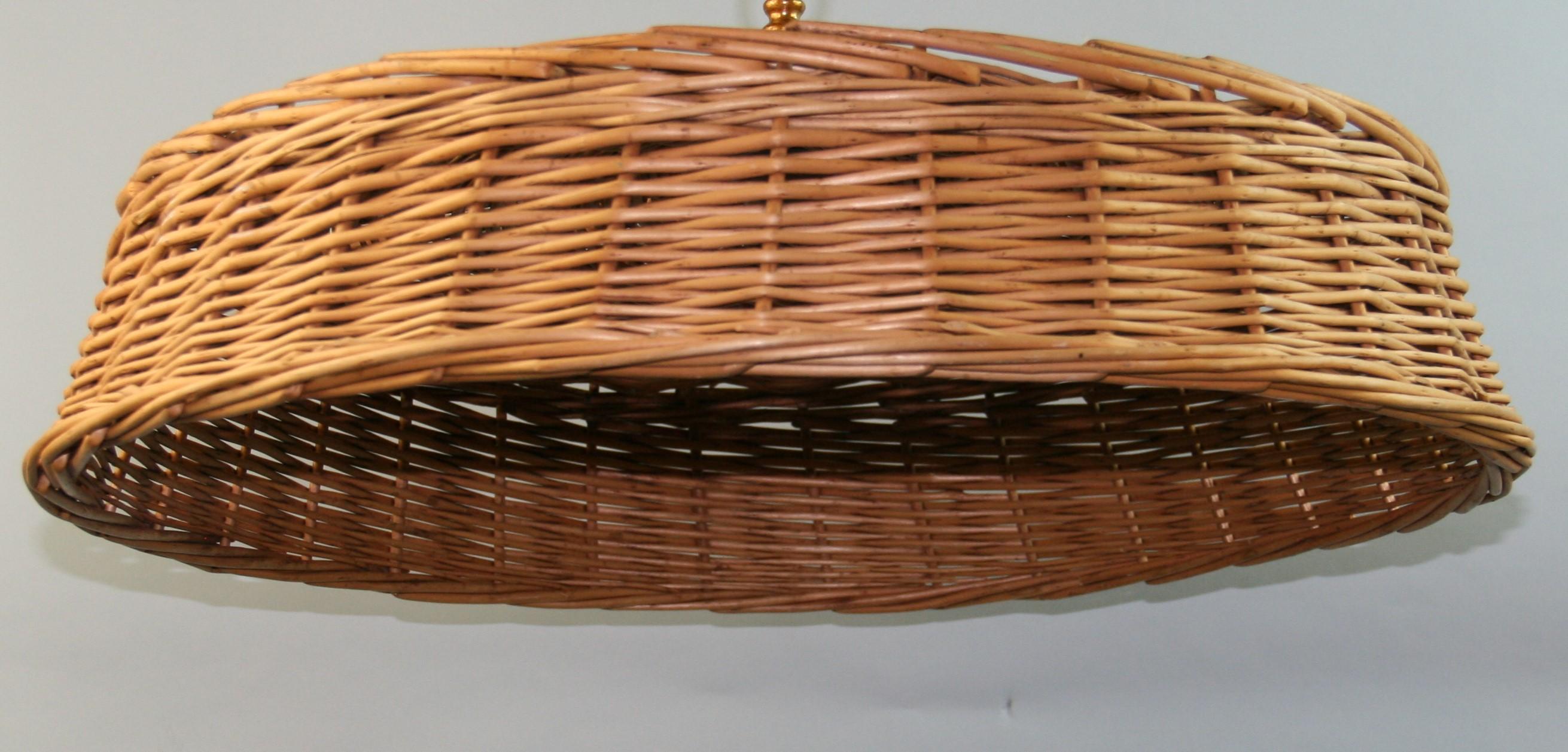 Large Round Wicker Pendant '2 available' For Sale 3
