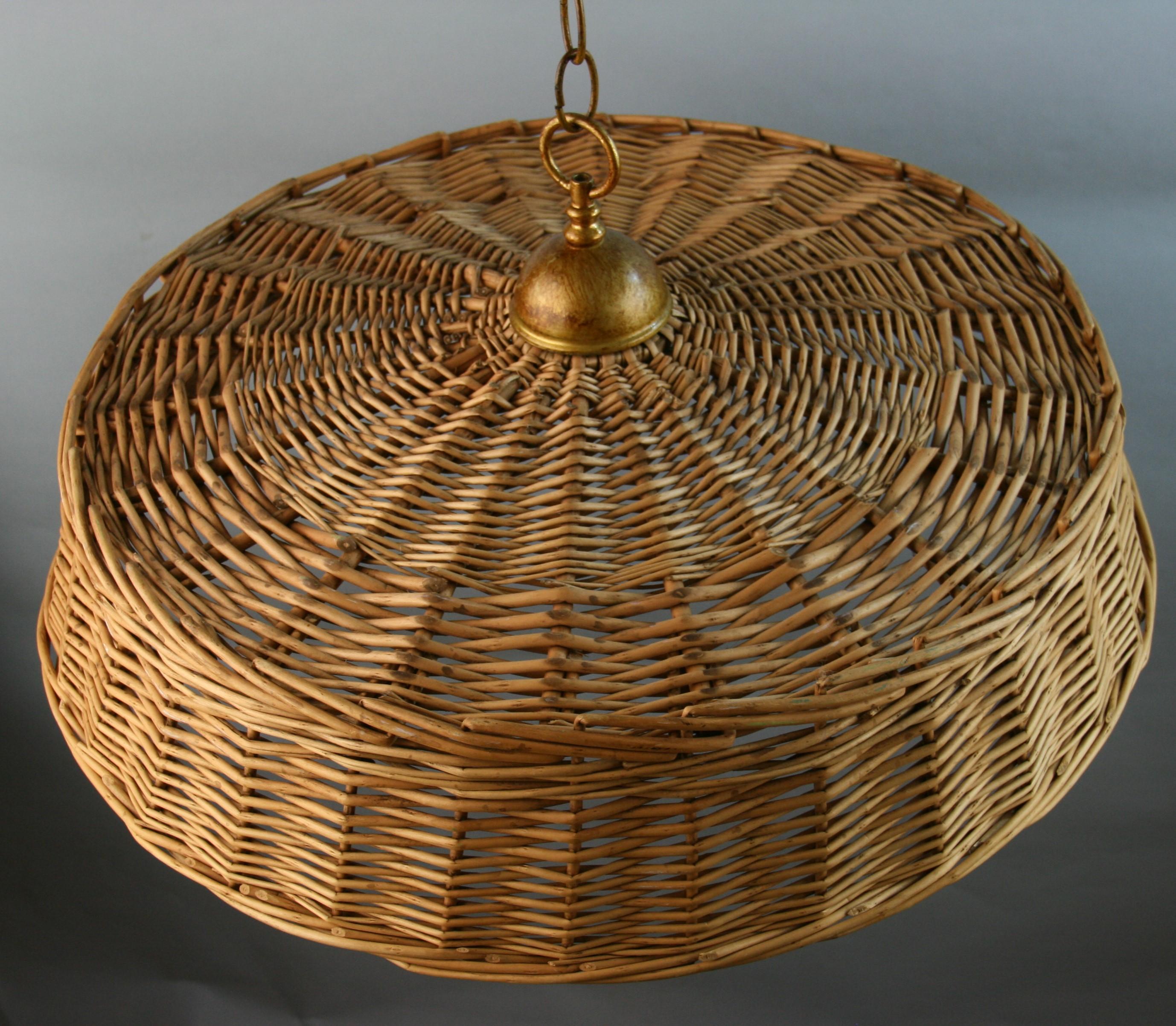 Large Round Wicker Pendant '2 available' For Sale 4