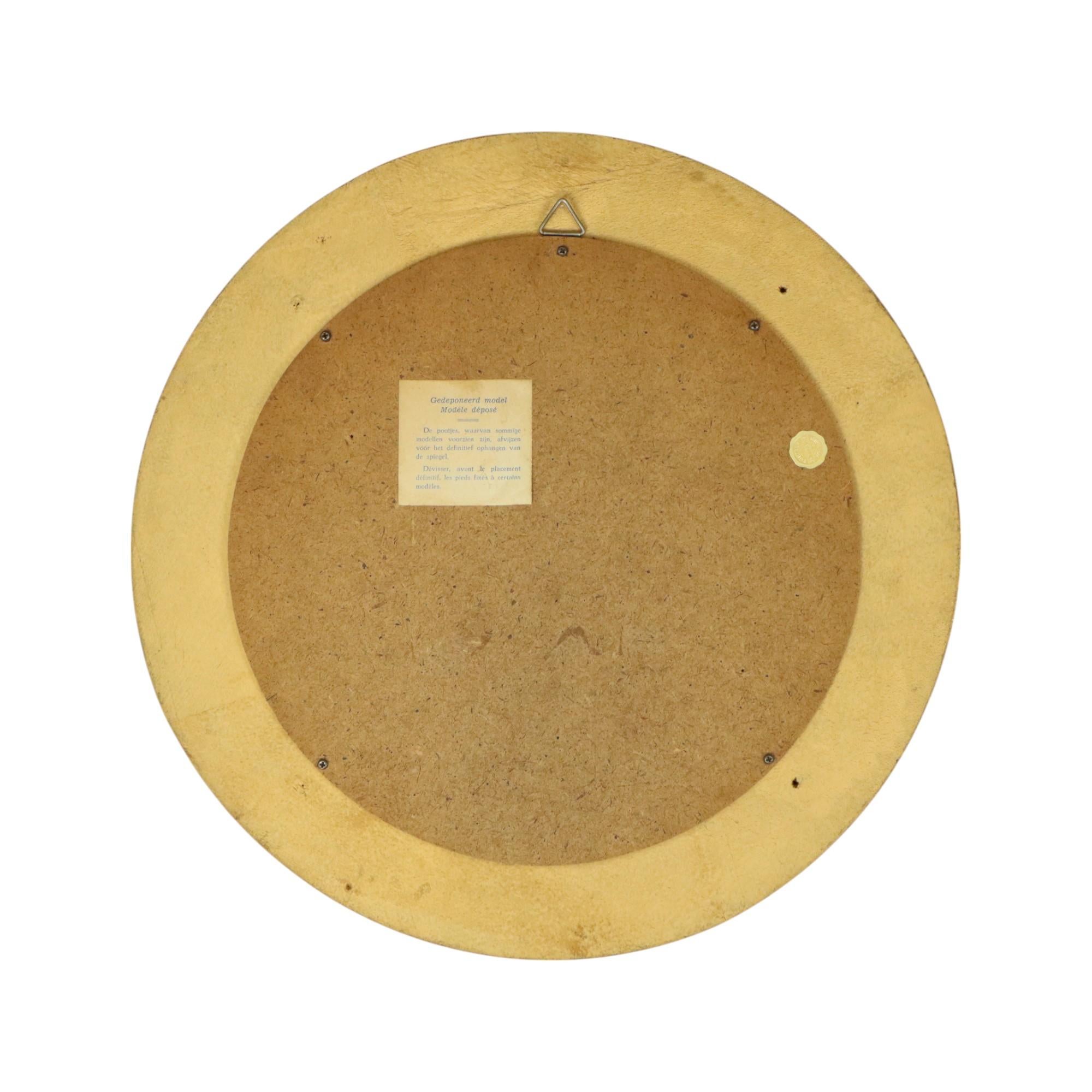Grande specchio rotondo di legno Butler Specchio convesso Occhio di strega Oro in vendita 8