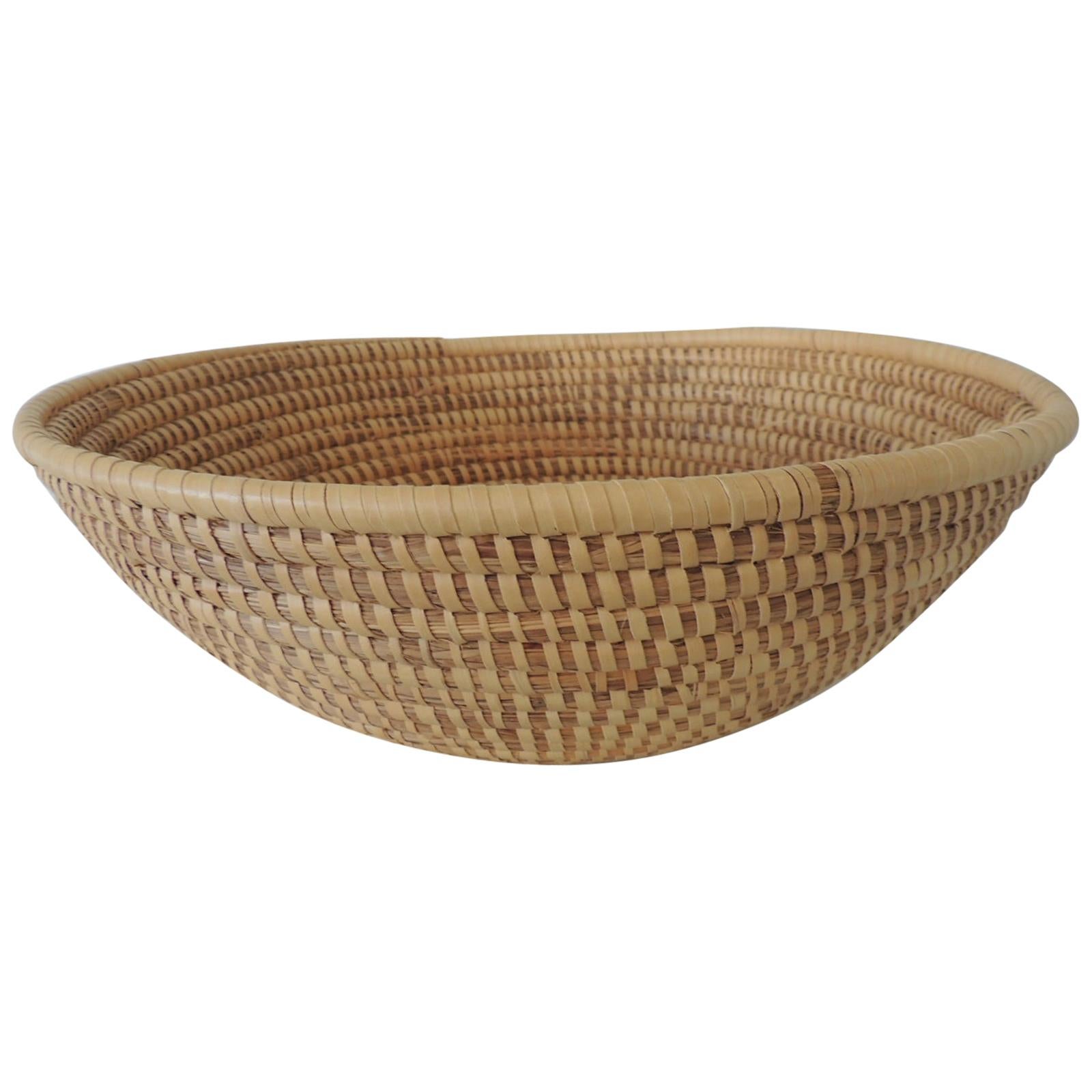 Large Round Woven Seagrass Decorative Basket
