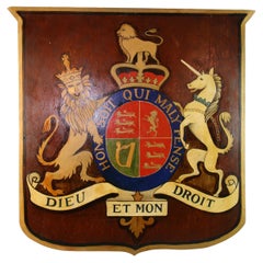Large Royal Coat of Arms Hand Painted on Wood