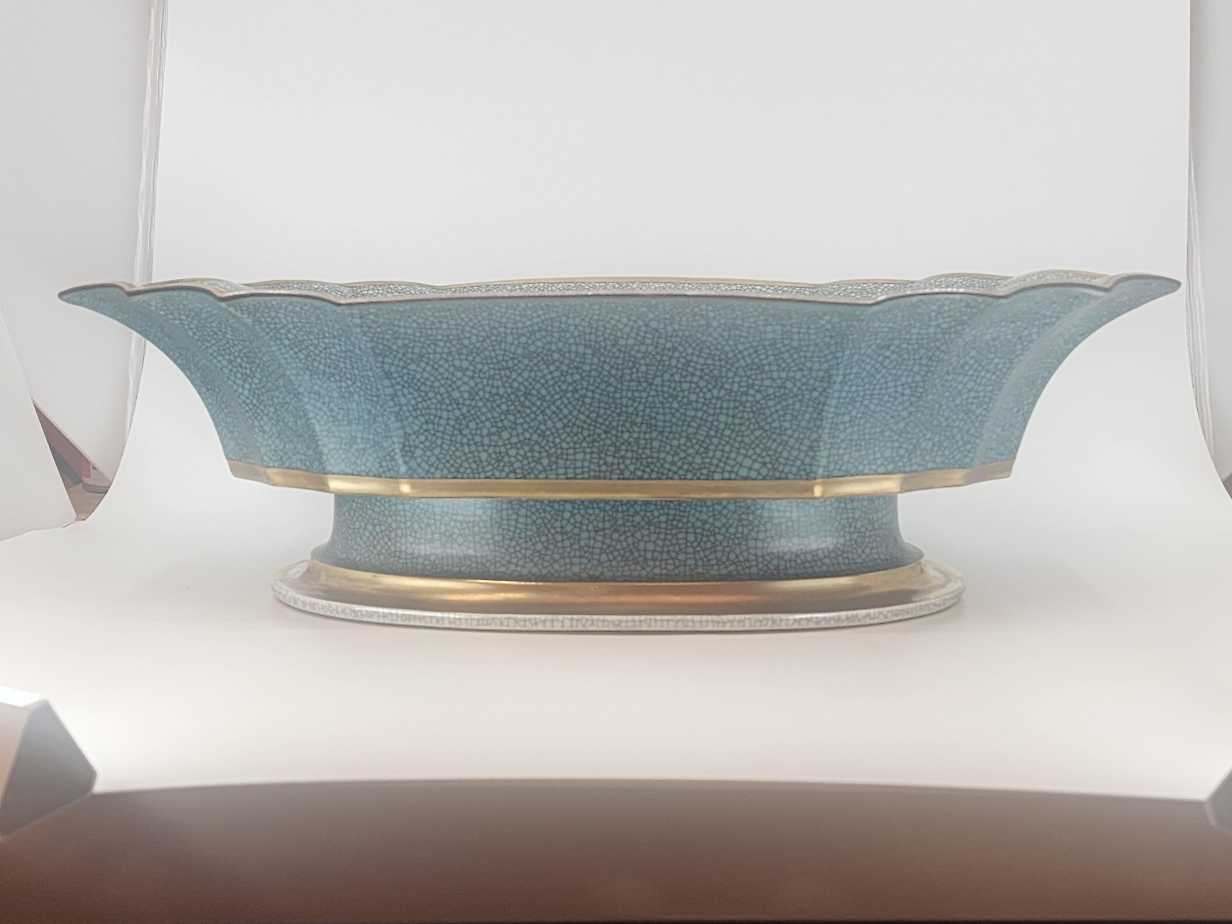 Mid-20th Century Large Royal Copenhagen Blue Crackle Glazed Centerpiece For Sale