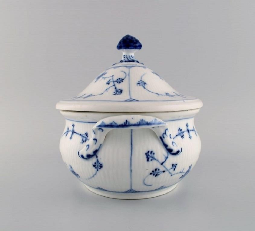 Danish Large Royal Copenhagen Blue Fluted Plain Soup Tureen in Hand-Painted Porcelain