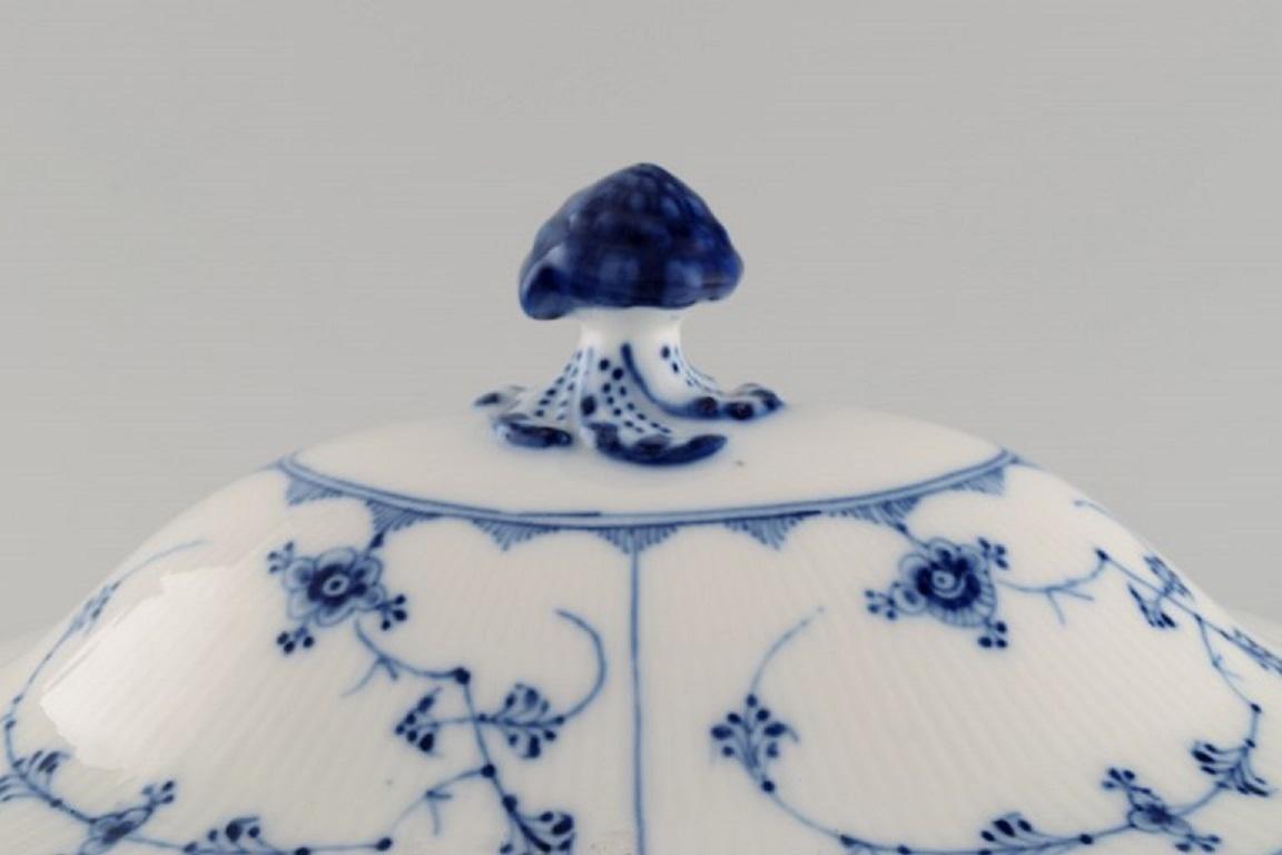 Late 19th Century Large Royal Copenhagen Blue Fluted Plain Soup Tureen in Hand-Painted Porcelain