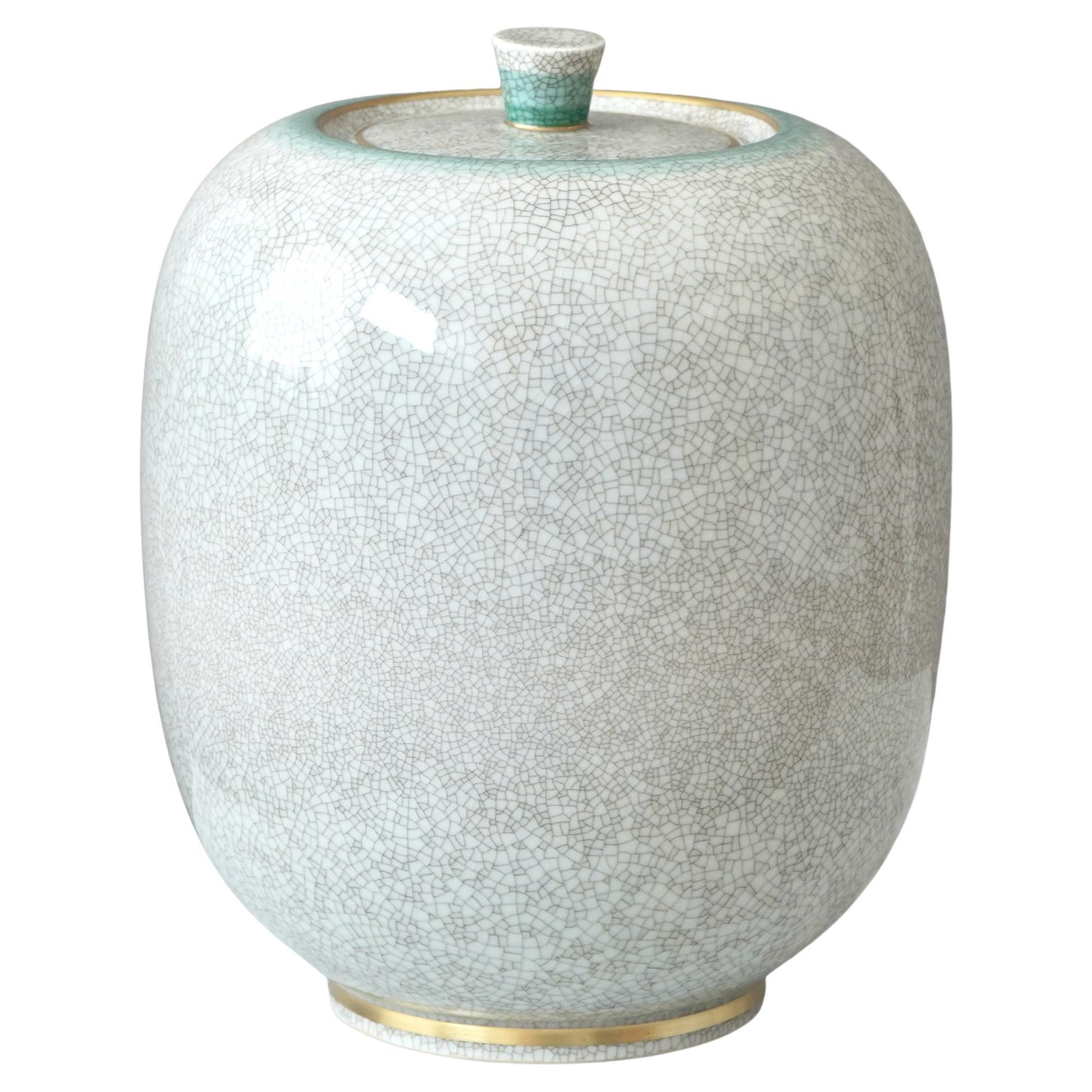 Grande urne à couvercle émaillé craquelé Royal Copenhagen Thorkild Olsen, Danemark, 1951.