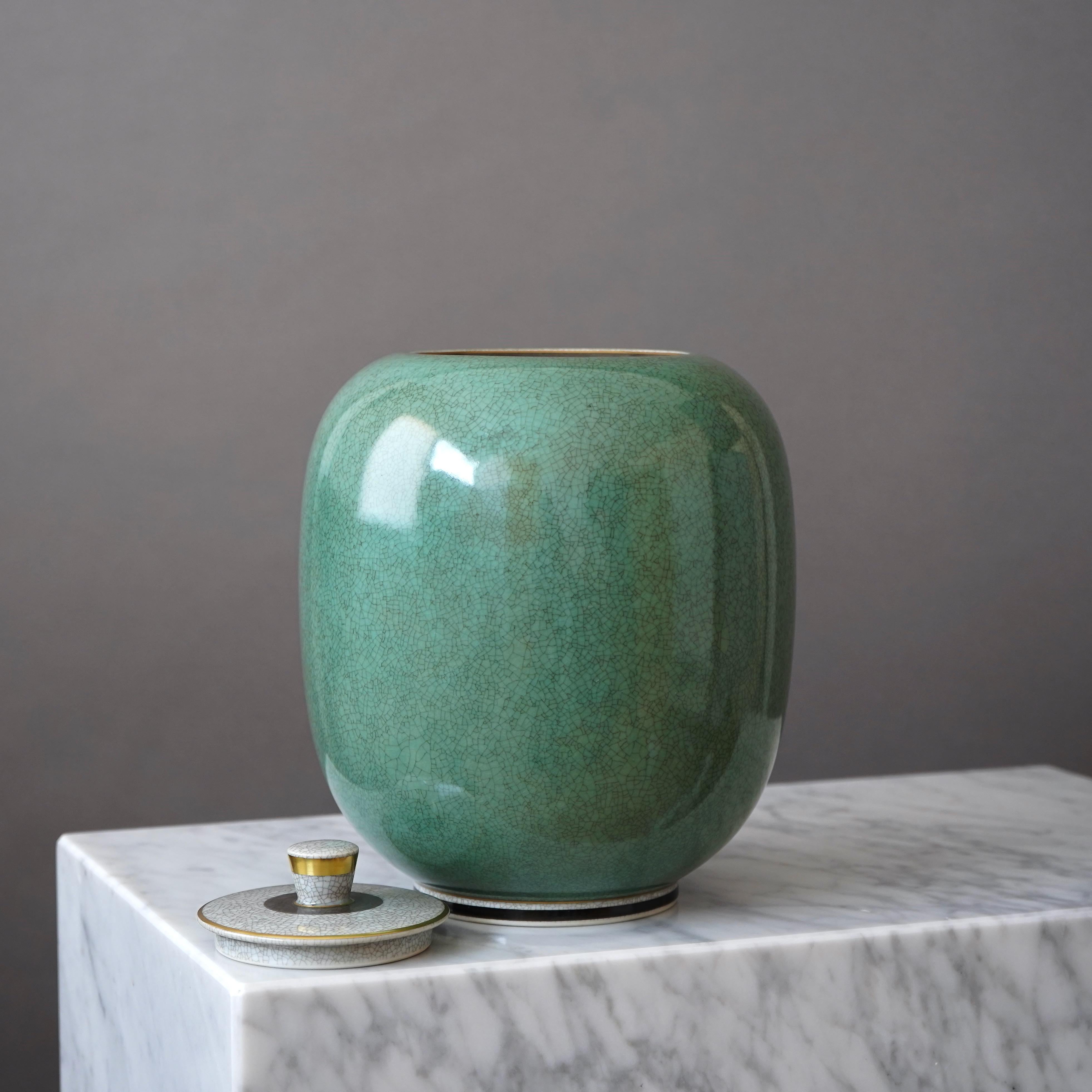 Urna con coperchio grande di Royal Copenhagen in vetro craquelé. Thorkild Olsen, Danimarca, 1961. in vendita 4
