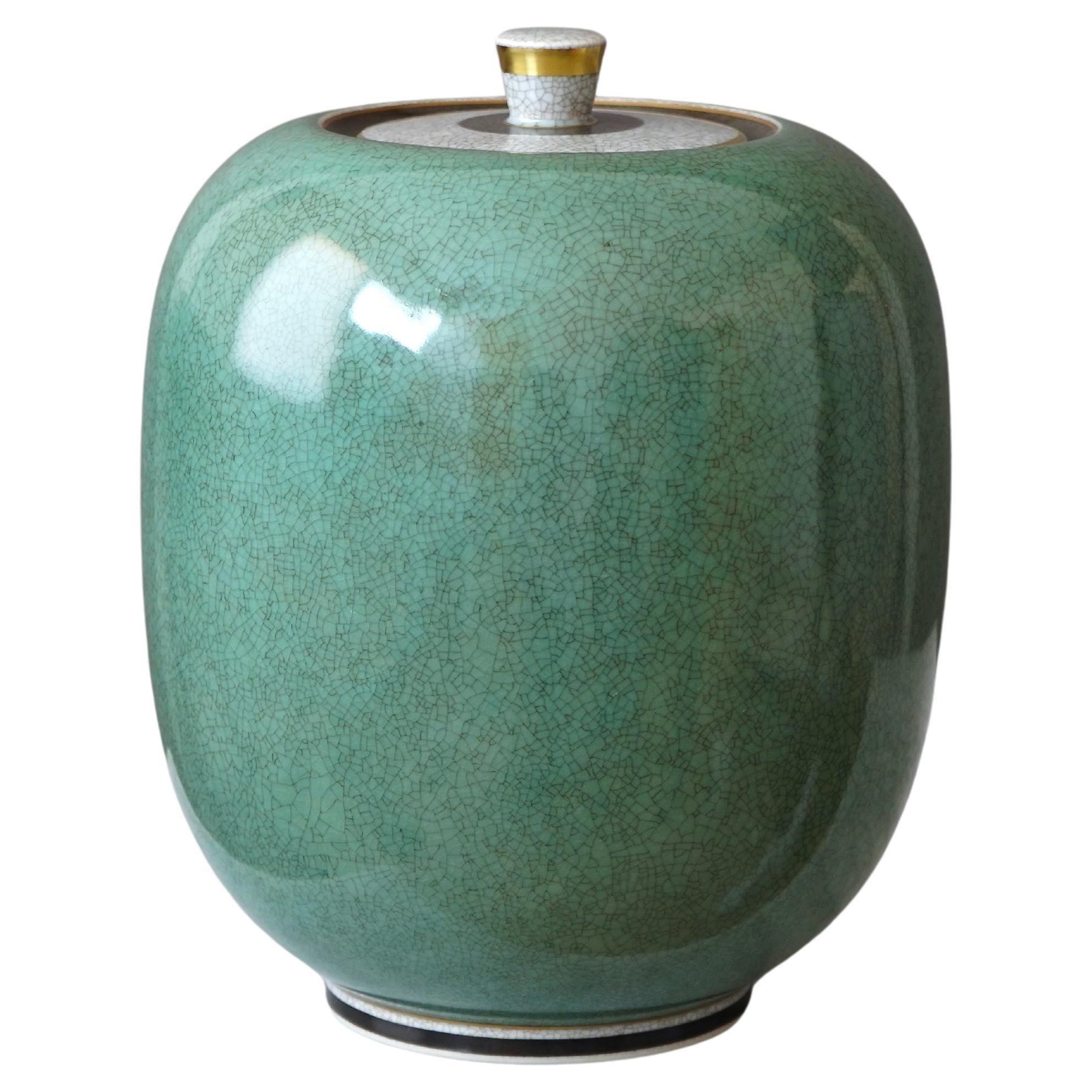 Large Royal Copenhagen Crackle Glazed Lidded Urn. Thorkild Olsen, Denmark, 1961. For Sale